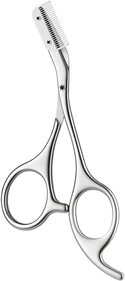 2026 New Eyebrow Trimmer Scissor with Comb, Stainless Steel Eyebrow Scissors for Women, Precision Eyebrow Cutter Hair Removal Makeup Tool for Women and Men Gift (Silver)