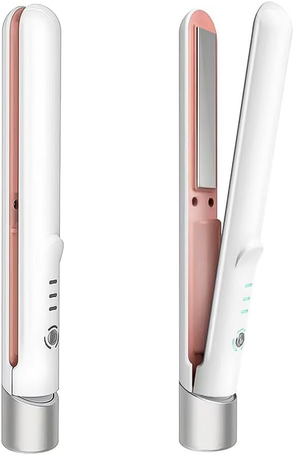 Cordless Hair Straightener, Portable Mini Flat Iron Hair Straightener for Travel, 20s Fast Heating, USB-C Rechargeable, Hair Straightening and Curler 2 in 1 for Women