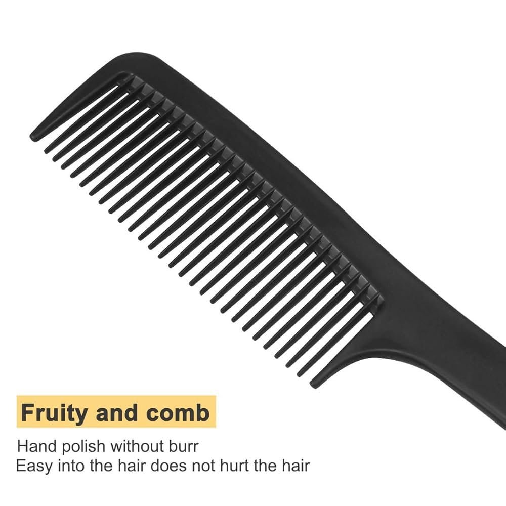 8-Piece Professional Hair Comb Set for All Hair Types – Detangling, Cutting, Parting & Styling Combs for Men & Women – Salon & Home Hairdressing Kit with Wide & Fine Tooth Designs (Black)