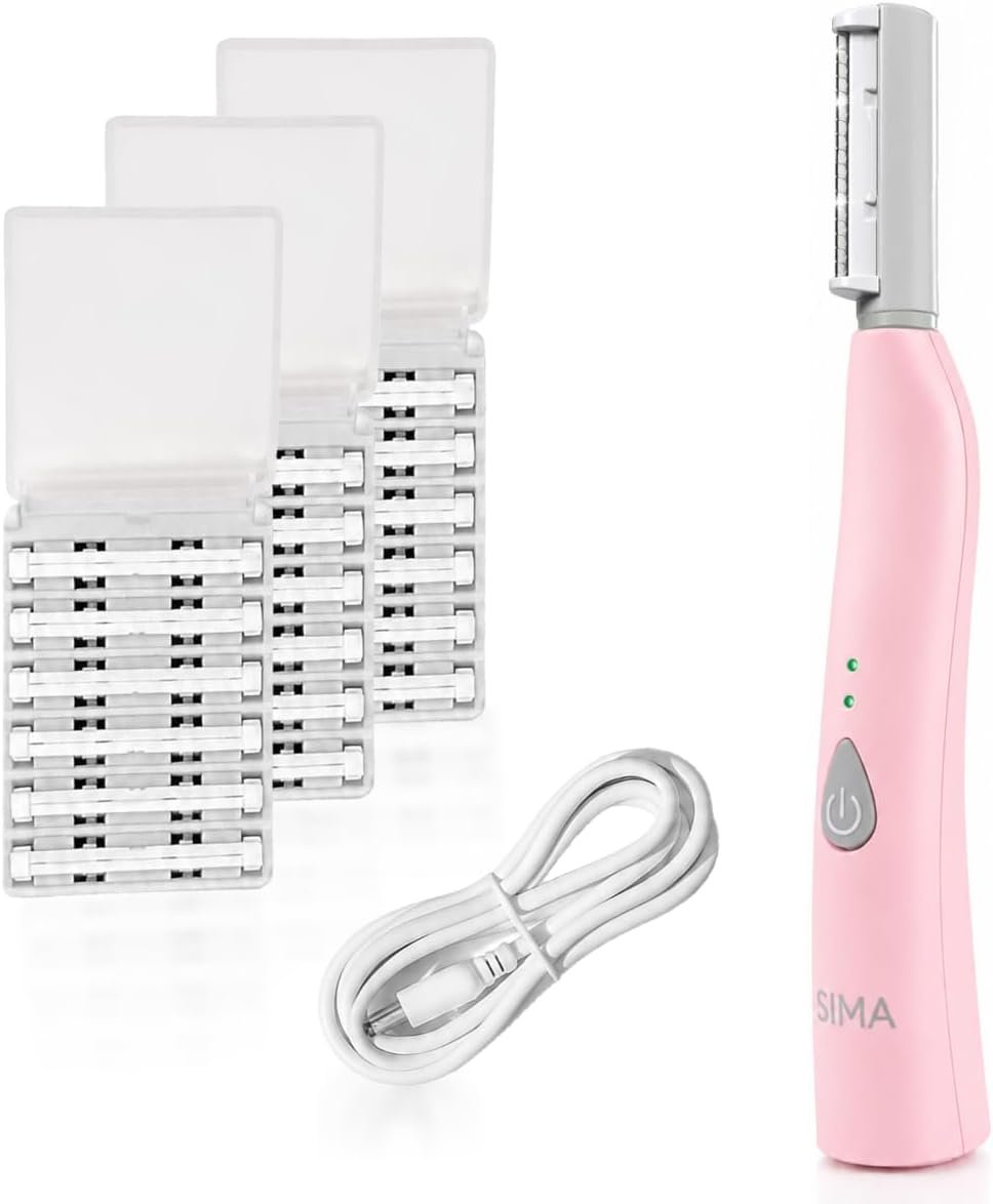 SPA SCIENCES – SIMA Patented Dermaplane Razor for Women Face – Painless 2-in-1 Facial Exfoliation & Peach Fuzz Hair Removal – Anti-Aging – 3 Speeds – Rechargeable – 19 Weeks Treatment