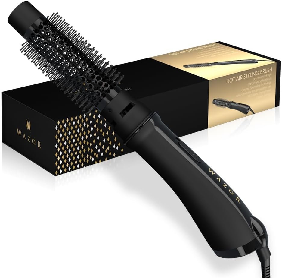 Hot Air Brush for All Hair Types – Ionic Blow Dryer & Styler with Simple 2 Heat/2 Speed Controls, Ceramic Titanium Anti-Frizz Barrel, 1000W Fast Volumizing & Smoothing