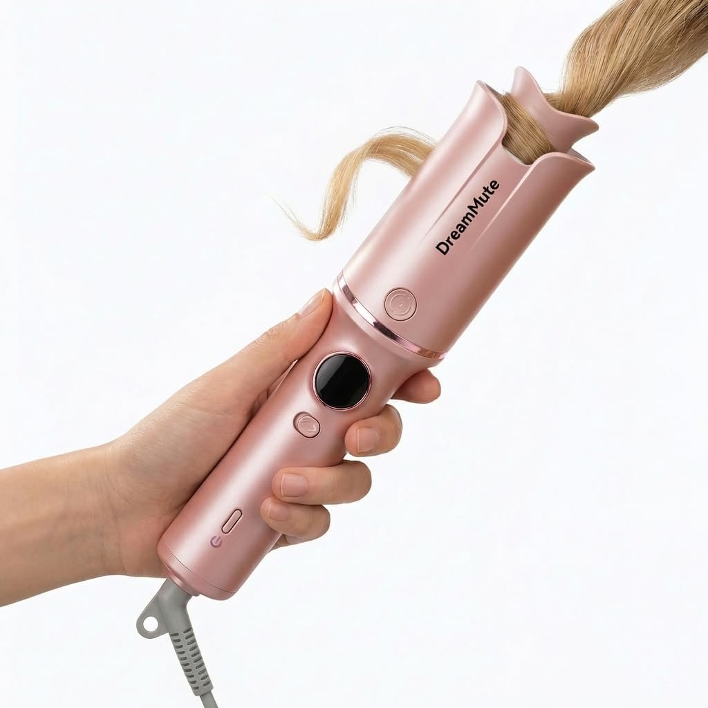 Automatic Curling Iron, Rotating Curling Iron – Effortless Soft Waves & Bouncy Curls, Ceramic Curling Wand for Long Hair, Auto Hair Curler, Auto Power-Off, Tangle-Free Swivel Cord