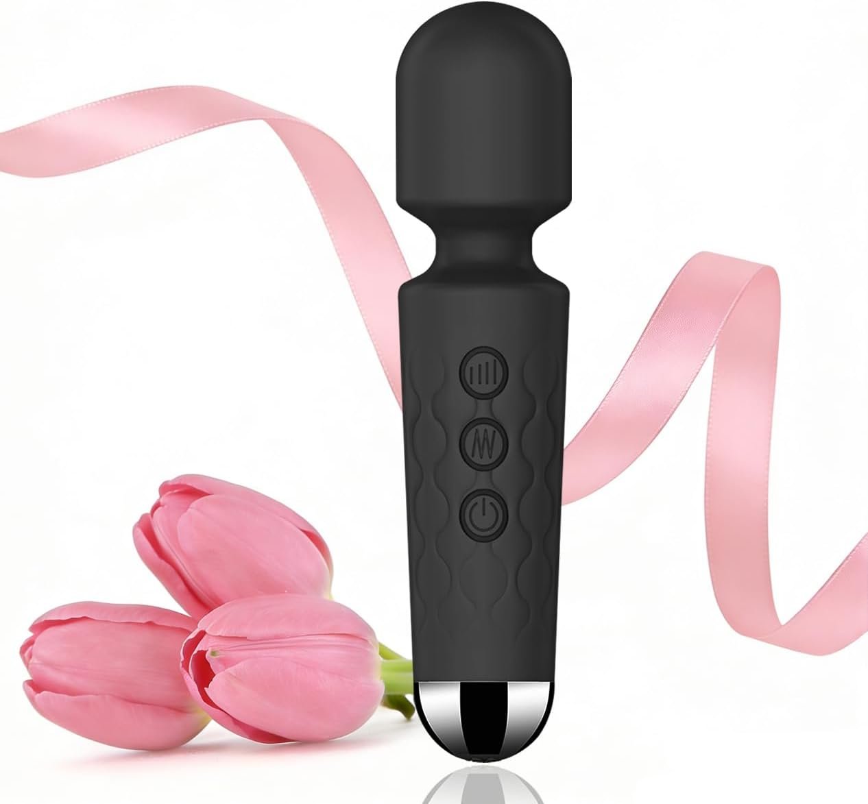 AEVEONE Personal Massager – Handheld Wand Feature, Quiet & Waterproof – 20 Speeds 8 Patterns Cordless Vibrating for Neck, Back Pain, Tension Relief & Sports Recovery-Black