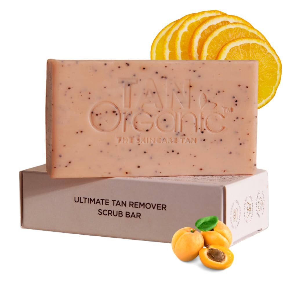 TanOrganic Ultimate Tan Removal Scrub Bar 125g | 60 Second Fake Tan Remover for Smooth, Velvety Skin | Hydrating Formula with Organic Oils