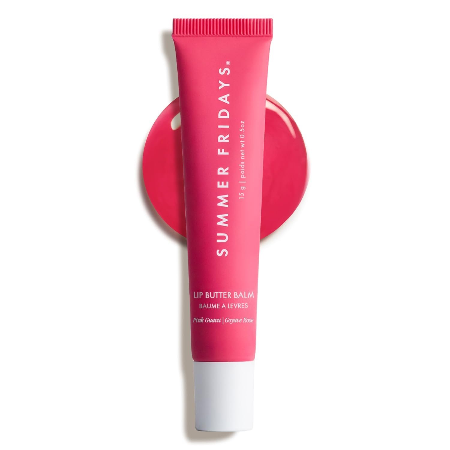 Summer Fridays Lip Butter Balm – Moisturizing Lip Gloss for Instant Shine + Sheer Color – With Nourishing Shea Butter – Everyday Makeup + Skin Care Summer Essentials – Vegan – Pink Guava (.5 Oz)