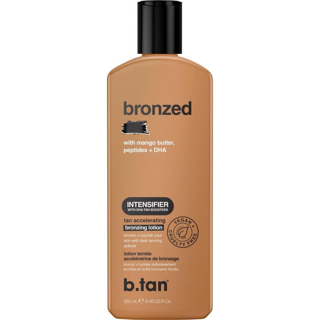 b.tan Sun Tanning Lotion | Tan Accelerator – Best Tinted Browning Cream, Brown Intensifier Bronzing Lotion, No SPF, Packed with DHA Boosters, Mango Butter & Peptides, Austrailian Brand, 8.45 Fl Oz