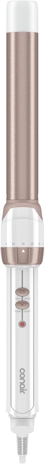 Conair Double Ceramic 1-In. Clamp-Free Curling Wand | Clamp-free double 1-in. ceramic wand styles crease-free beachy waves on short to long hair, White/Rose Gold, CD705L13