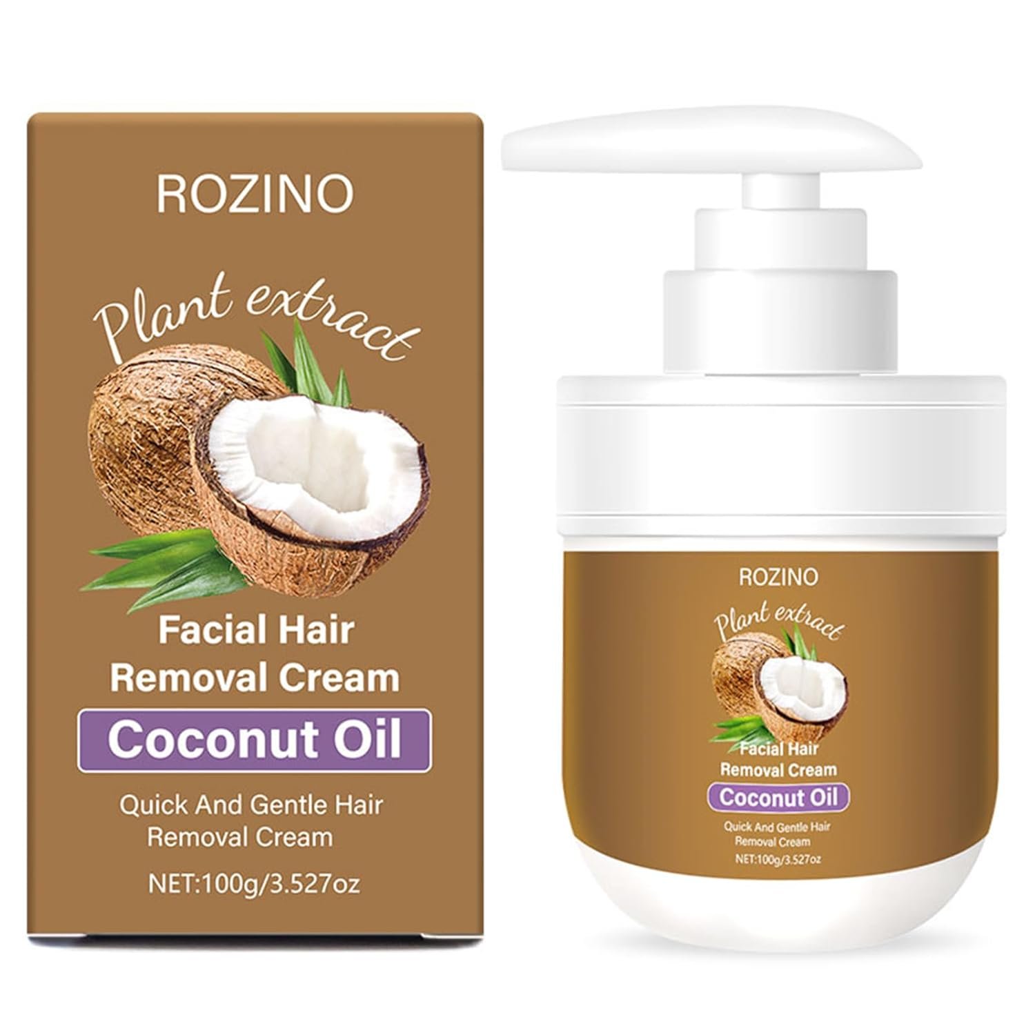 Facial Hair Removal Cream – Coconut Oil Based Gentle Body Hair Remover Cream for Women, Painless and Non-Sticky, Sensitive Skin Safe With Aloe and Peach