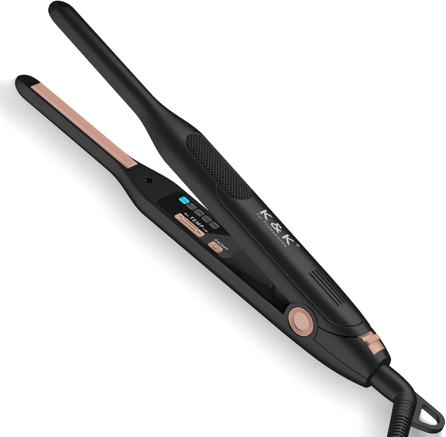 K&K Mini Flat Iron for Short Hair 3/10 inch Small Hair Straightener for Pixie & Beard creamic Flat Iron for Women Dual Voltage, Auto Shut Off