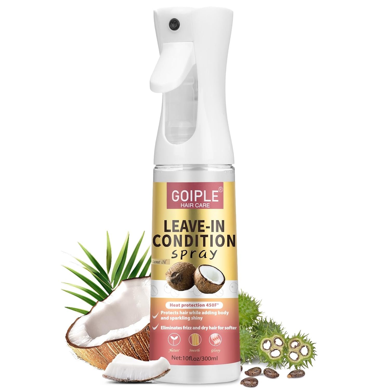 Leave In Conditioner & Heat Protectant Spray Smooth Flyaways Add Shine – 450 ‘F Heat Protectant Spray Frizz Control Thermal Pretection Enhancer Blow-Dry Support Thermal Styling Mist for All Hair Types