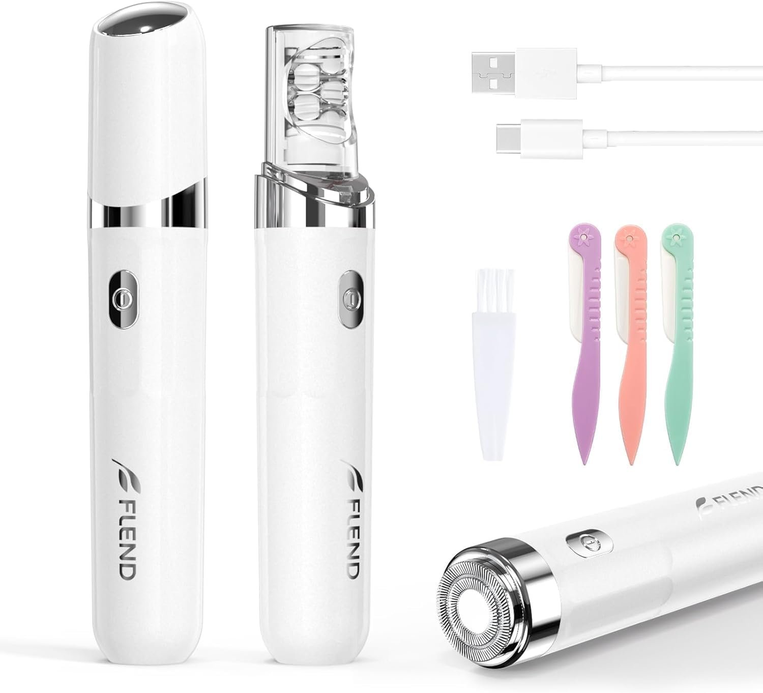 Facial Hair Remover for Women, 2-in-1 Smooth Glide Painless Electric Epilator with LED Light, USB Rechargeable Portable Lady Shaver for Face Lip Chin Leg Arms Bikini
