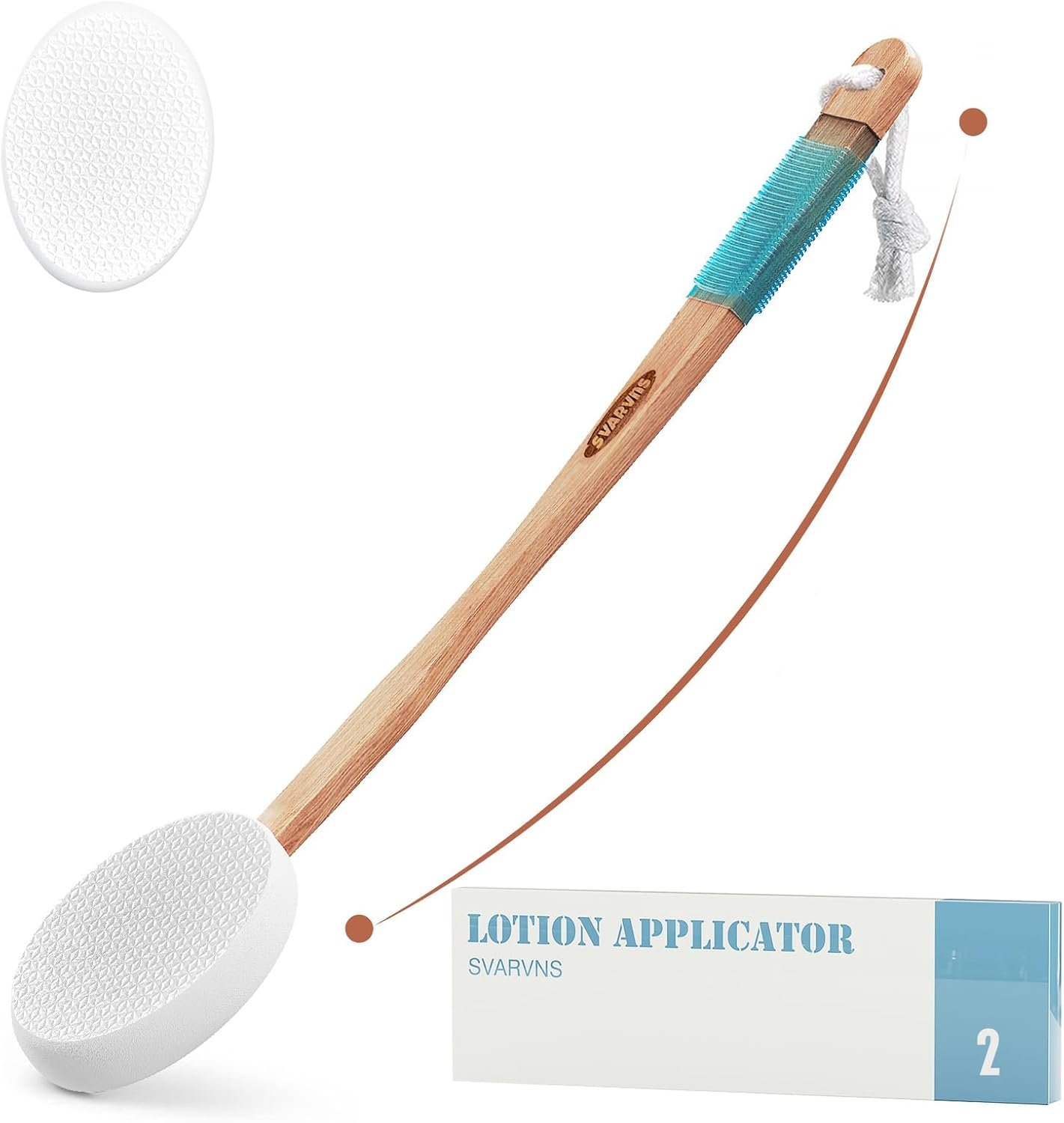 Svarvns Lotion Applicator for Back and Feet with 2 Replaceable Pads, 17″ Back Lotion Applicator for Women, Elderly Apply to Lotion, Suncreen, Cream Medicine, White