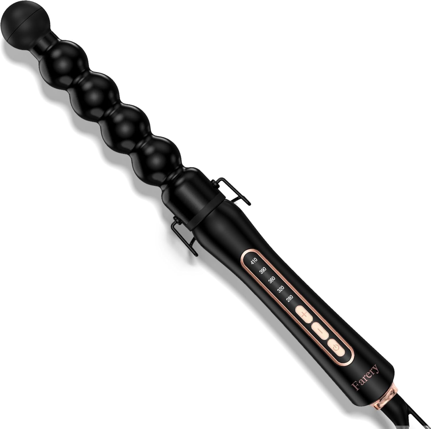Farery Bubble Curling Wand for Long Hair – 32mm Ceramic Coated Springless Barrel for Defined Spiral Curls & Waves, Smooth Shine, Includes Heat Resistant Glove, 5 Temp Settings, Dual Voltage