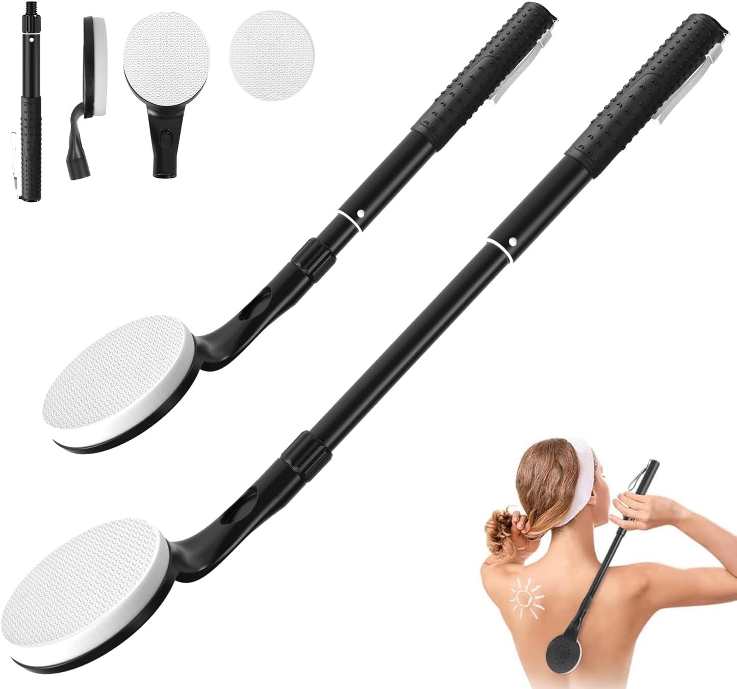 Lotion Applicator for Back, 25.7” Long Handle Back Lotion Applicator, Easy Reach and Washable, Suitable for Use by Men and Women