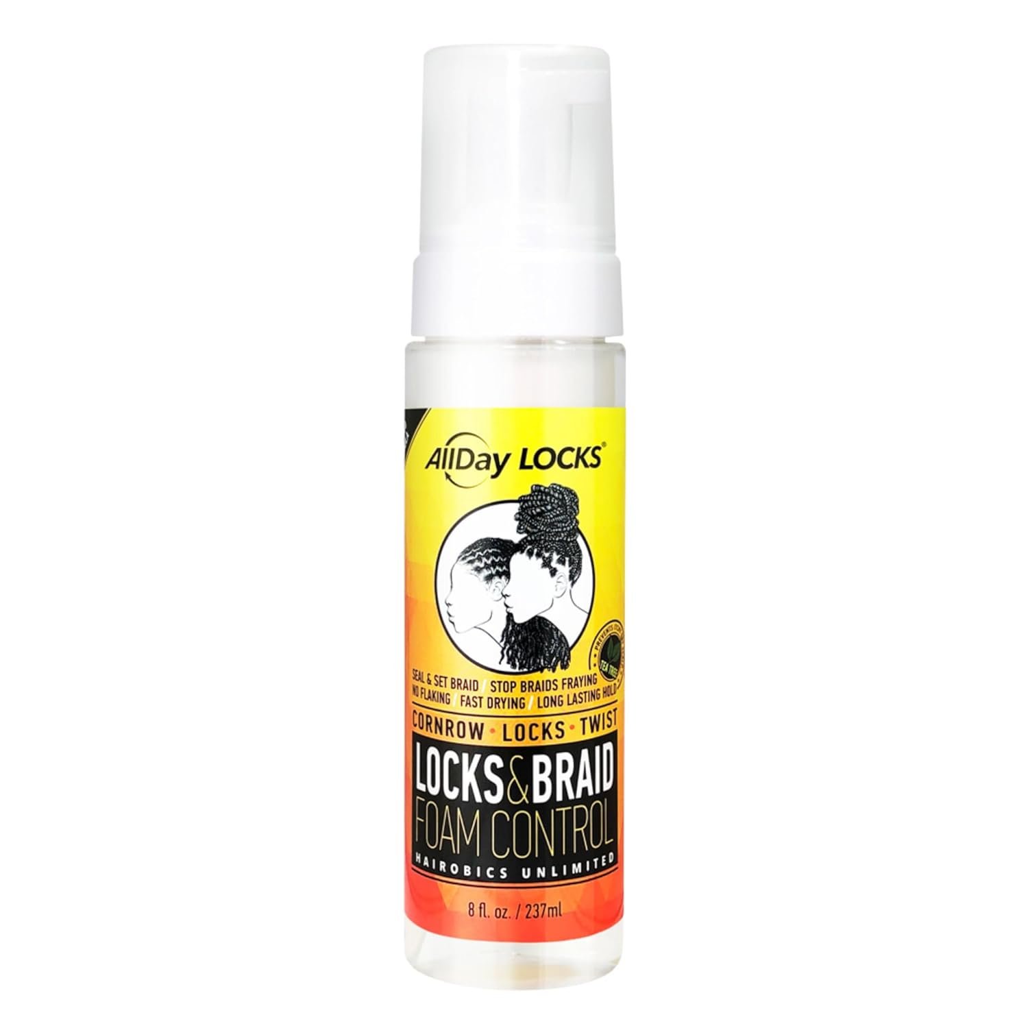 AllDay Locks Braid Foam – Long Lasting Mousse for Style & Shine, Braiding Foam for Women and Men, Sets & Seals for Easy Styling, Textured Haircare & Styling Protection – 8 oz Bottle