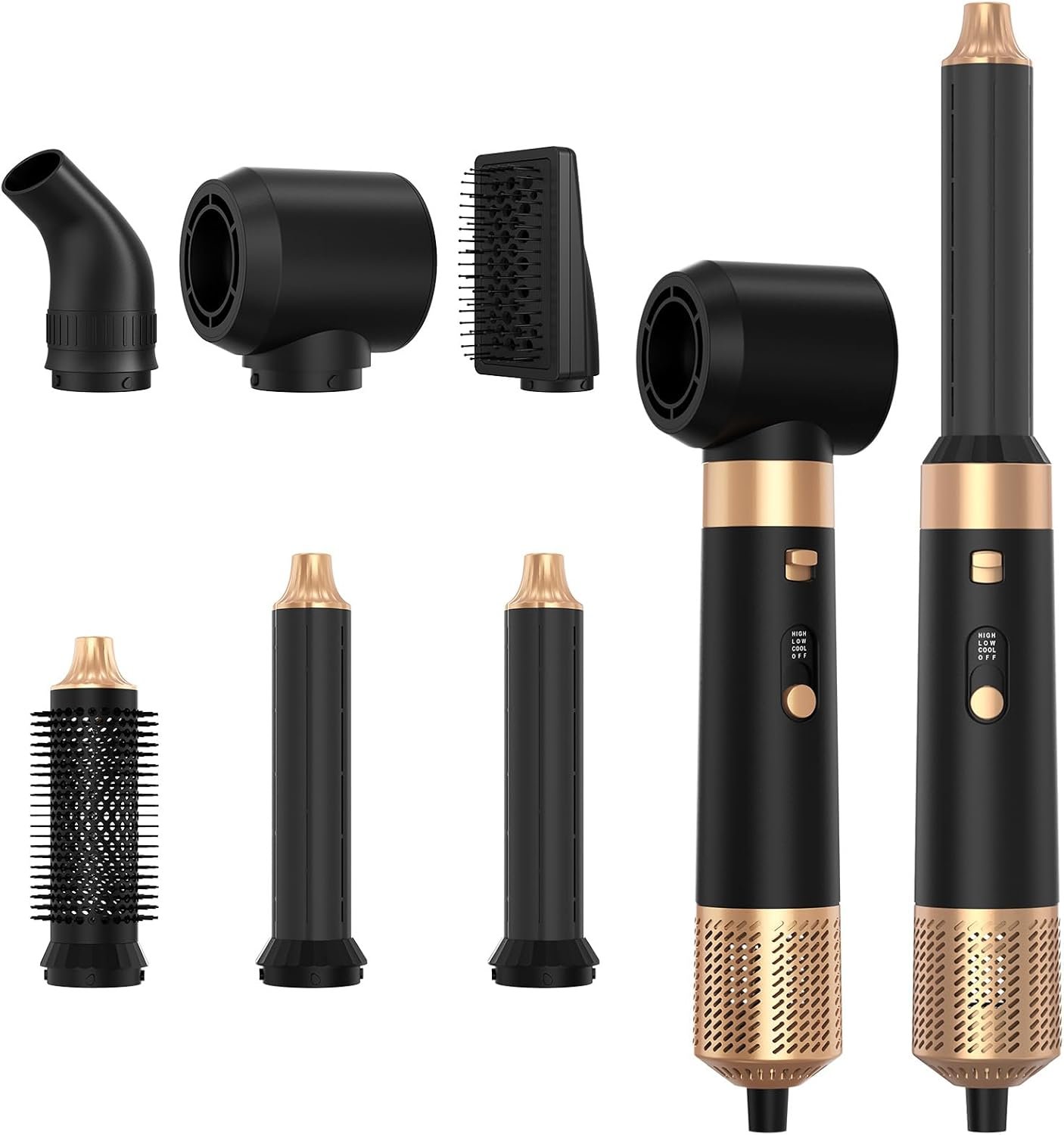 6 in 1 Hair Styler, Hot Air Brush Set with Hair Dryer, Curling Iron, Straightener Brush, Volumizer, Blow Dryer Brush for Hair Styling, Fast Drying, Gifts for Mother/Women