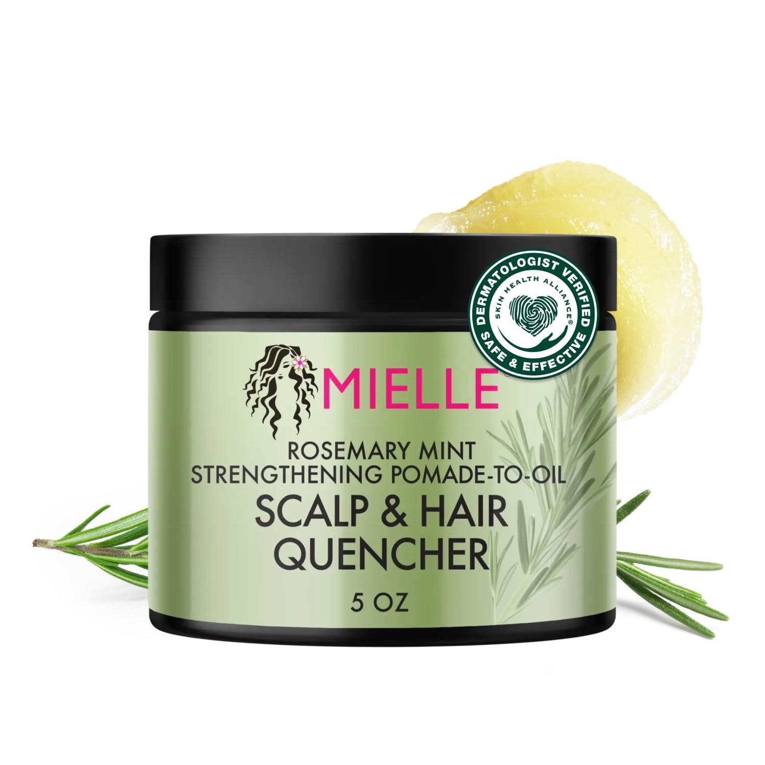 Mielle Organics Rosemary & Mint Hair Pomade for Women & Men – Conditioning Natural Hair Moisturizer to Quench the Scalp, Lock in Wave Patterns, Add Shine & Help Protect Against Dryness (5 oz)