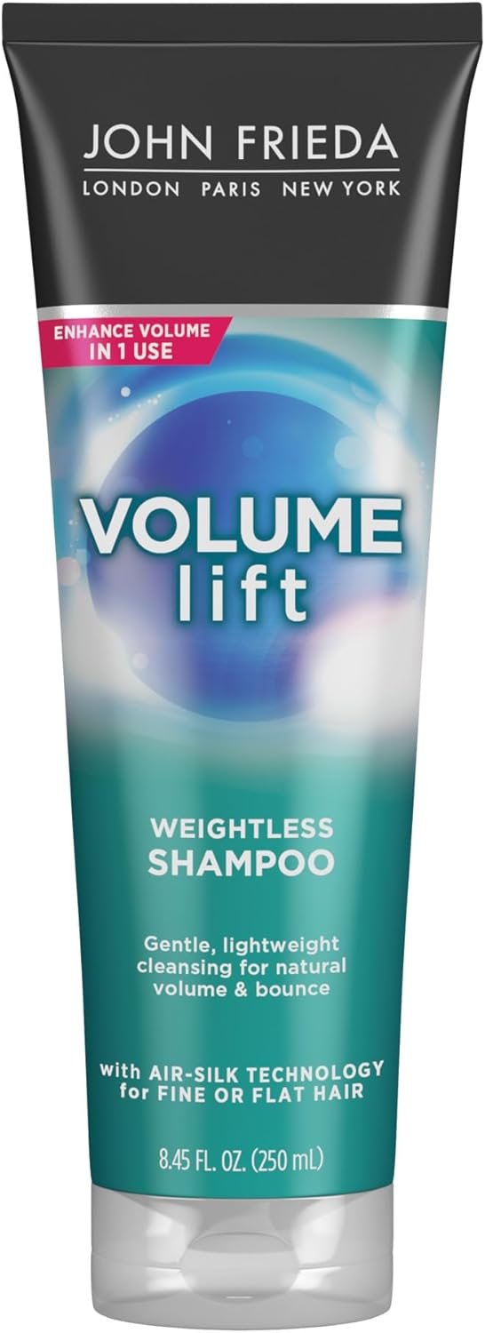 John Frieda Volume Lift Weightless Shampoo, Lightweight Volumizing Shampoo with Air-Silk Technology for Fine or Flat Hair, Adds Natural Fullness, Safe for Color-Treated Hair, 8.45 Oz