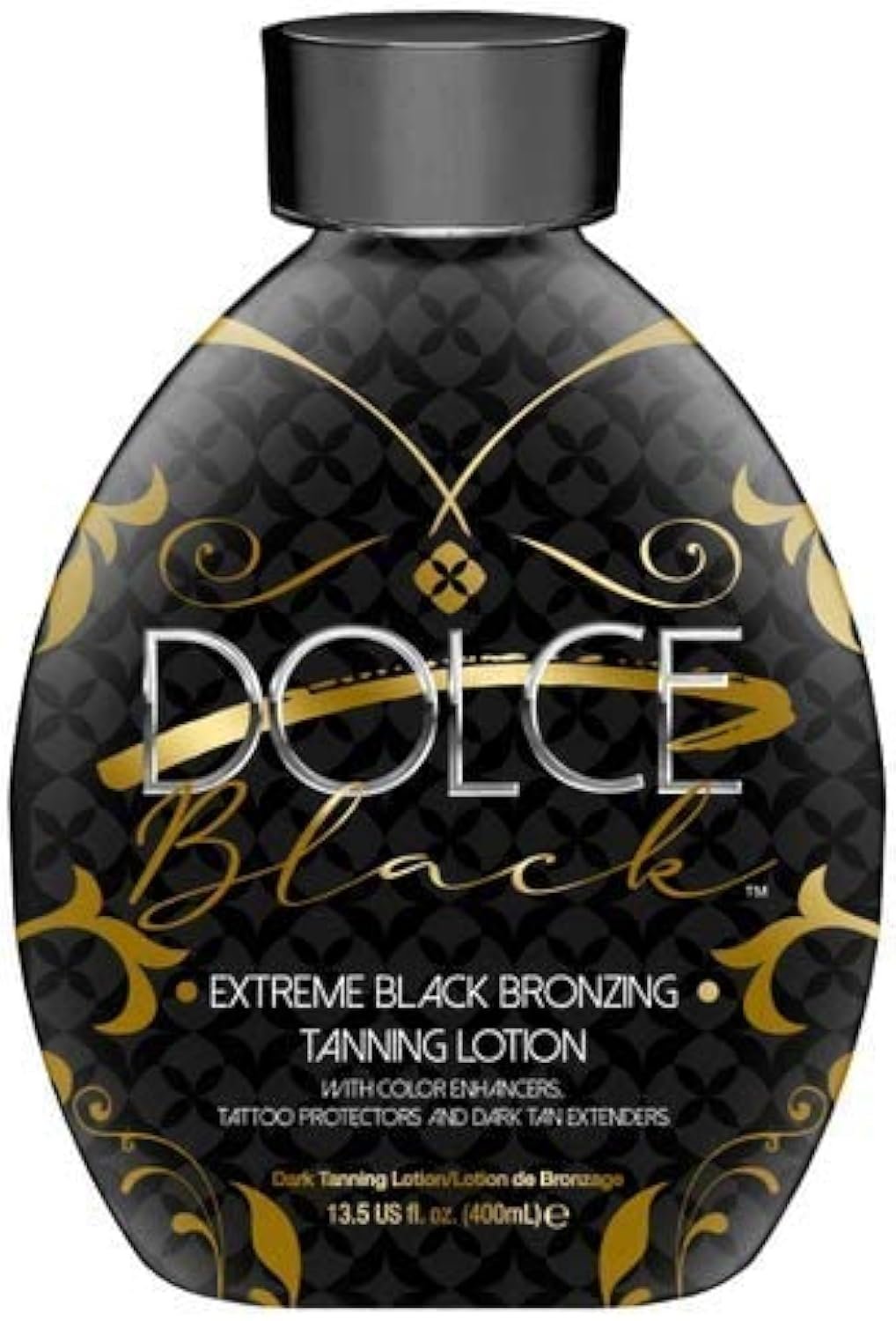 Dolce Black Bronzer Tanning Lotion – Indoor/Outdoor for Tattoo & Color Fade Protection – Anti-Orange, Anti-Aging & Anti-Wrinkle Natural Tanning Bed Lotion