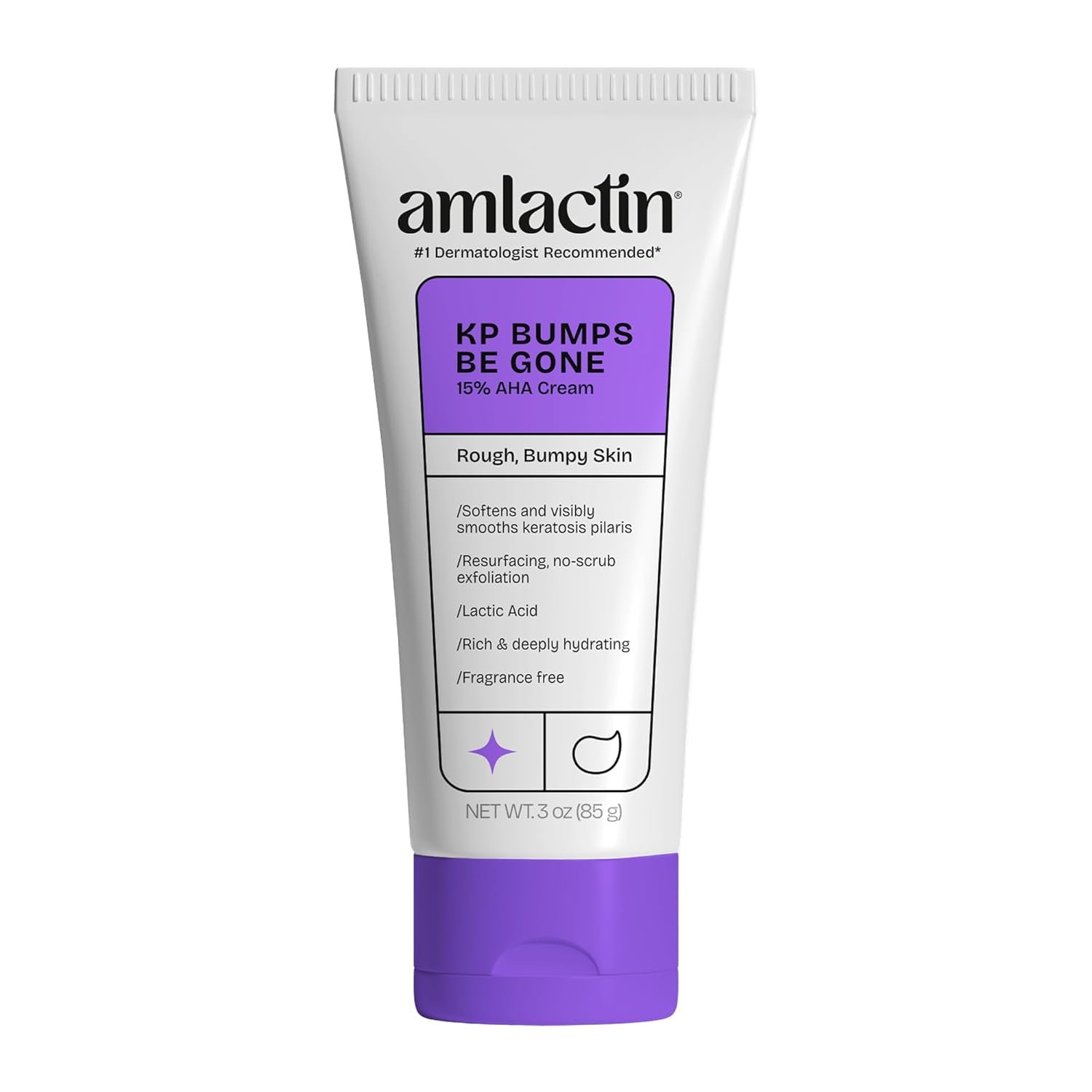 AmLactin KP Bumps Be Gone – Therapeutic Body Cream for Keratosis Pilaris – No-Scrub Exfoliator and Body Moisturizer for Dry Skin with 15% Lactic Acid AHA, 3 oz (Packaging May Vary)