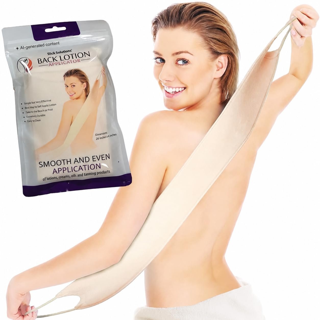 Slick- Lotion Applicator for Your Back – Easy Application of Lotions and Creams – Smooth and Even Application to Entire Back – Sunscreen Applicator for Back