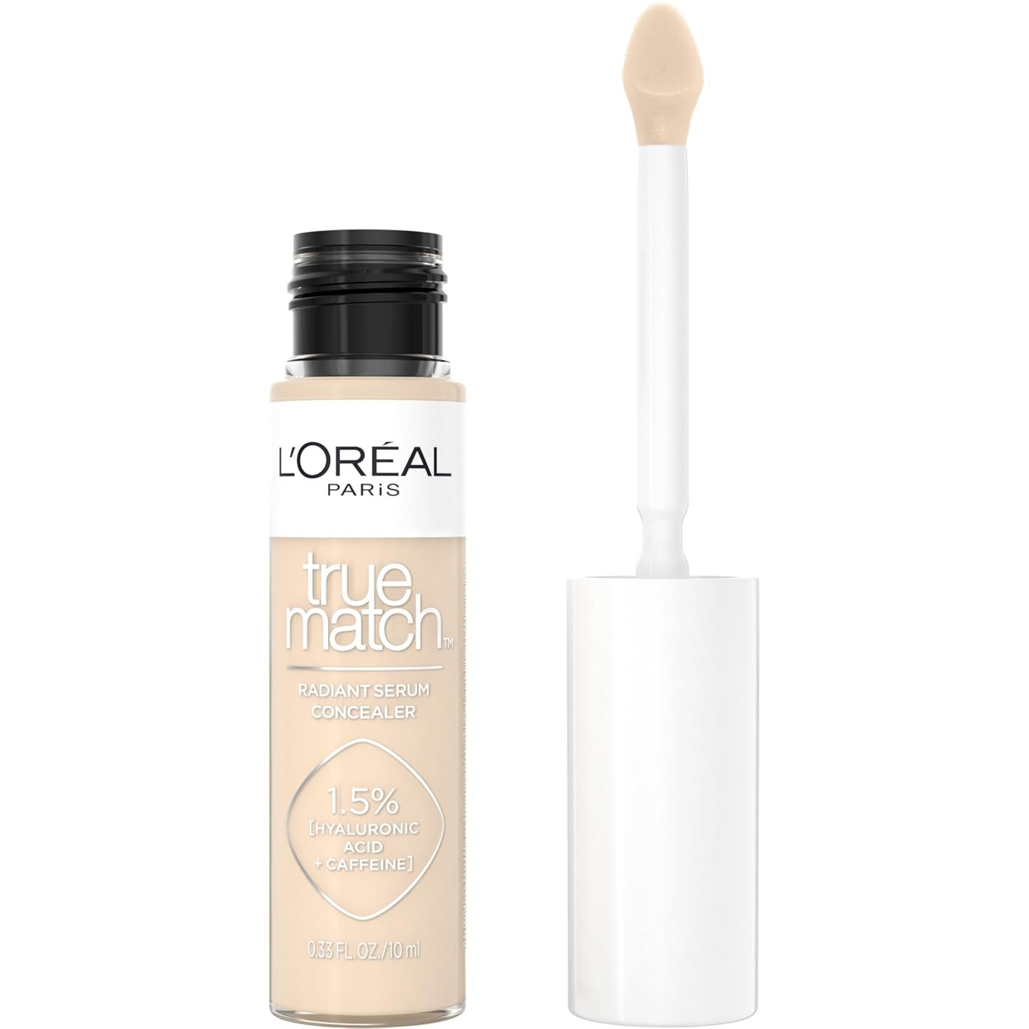 L’Oreal Paris True Match Radiant Serum Concealer, Brightening Under Eye Concealer Make Up with 1.5% Hyaluronic Acid and Caffeine, C2, 0.33 Oz