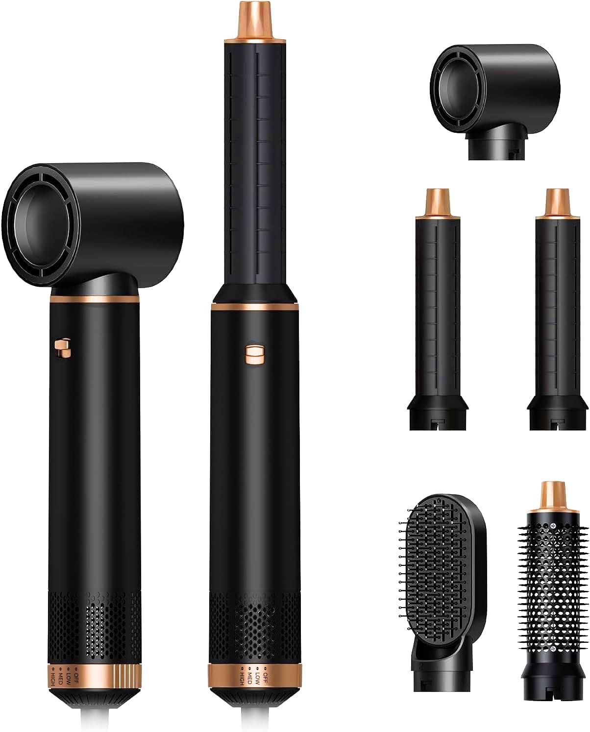 5 in 1 Blow Dryer Brush Set, Detachable Hair Dryer Brush & Hot Air Styler, Auto Air Curling Wrap Styler, Ionic Hair Styling Tools for Straighten/Curl/Dry/Volumize/Smooth as Gift