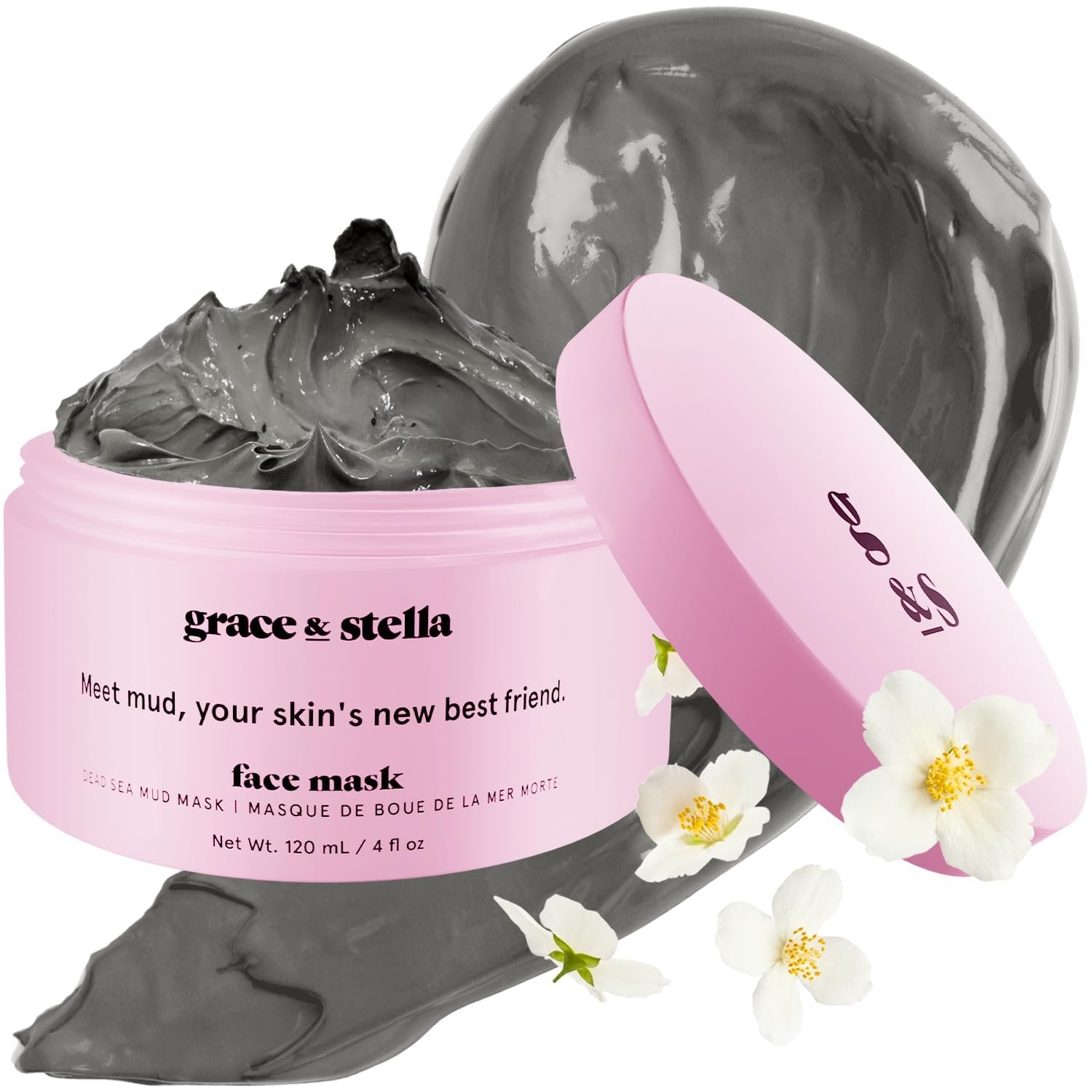 grace & stella Dead Sea Mud Mask (120ml) – Vegan Detox Dead Sea Mask – Clay For Face And Body – For Oily Skin, Acne, Blackheads, Blemishes, Bacne