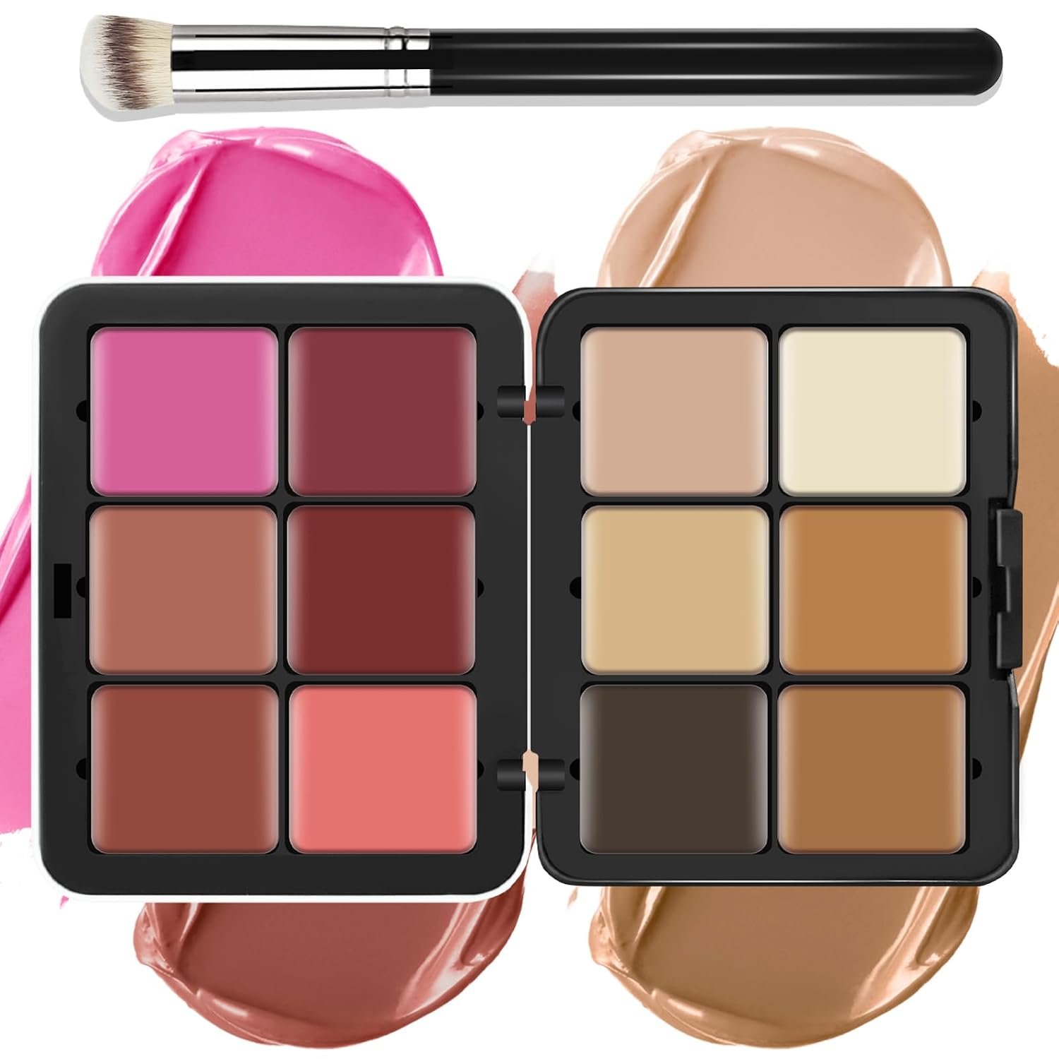 12 Colors Cream [Blush Contour Concealer] Makeup Palette for Cheeks – All in One Makeup Palette Kit with Brush, Natural Matte Long Wearing, Waterproof Blendable Face Make Up Pallete (#02)