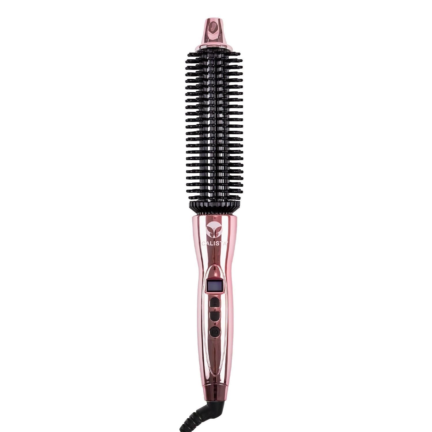 CALISTA Perfecter Pro Heated Round Brush, Lift, Volumize, and Style with No Heat Damage for Healthier Looking Hair, 1″ For Waves & Shoulder Length Hair, Dual Voltage & Adjustable Temp, Rose Gold