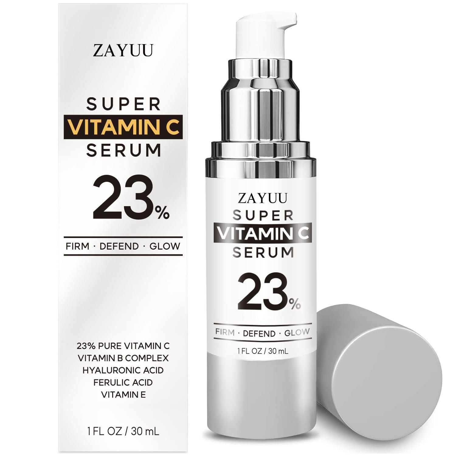 Super Korean Vitamin C Face Serum 23%: Brightening Hydrating Formula with Hyaluronic Acid, Vitamin E & Ferulic Acid — Anti-Aging Serum for Wrinkles, Dark Spots & Mature Skin (1 Fl Oz)