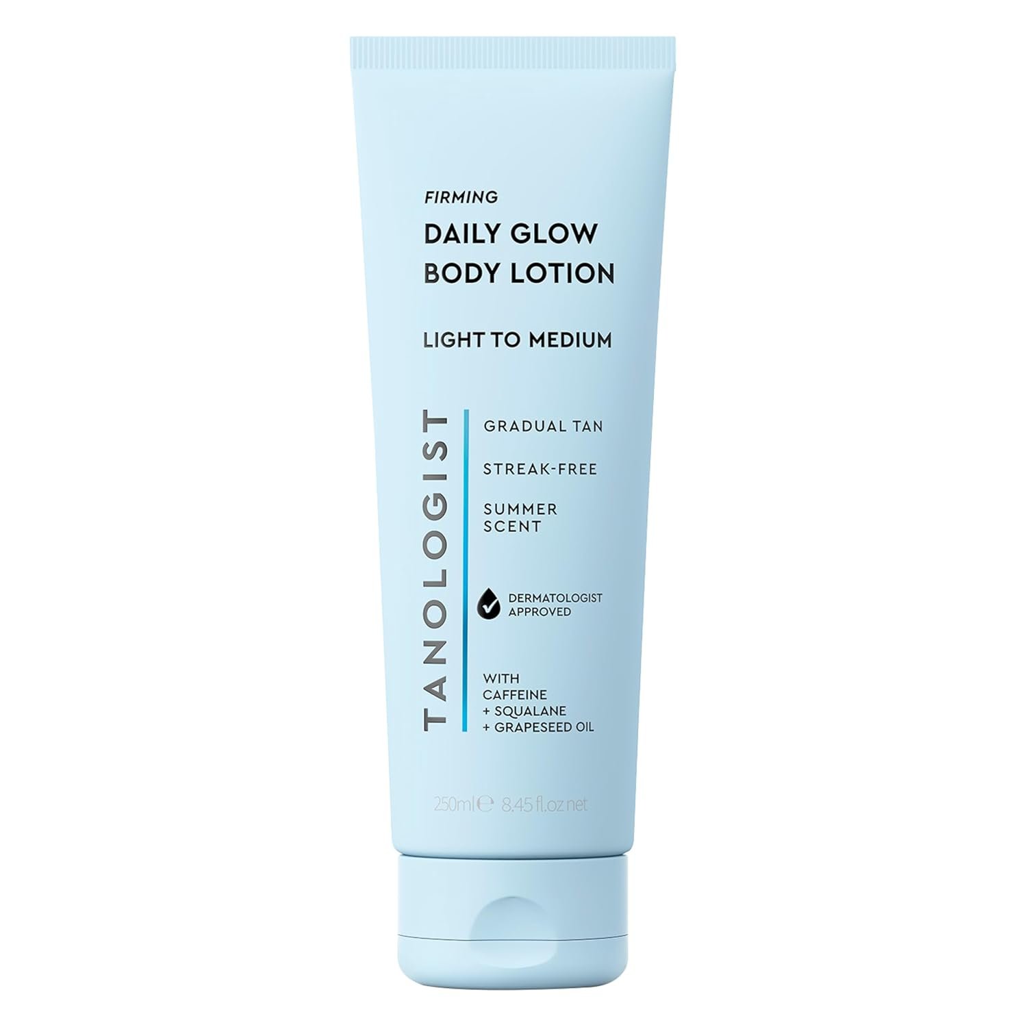 Tanologist Firming Daily Glow Body Lotion, Light/Medium, Gradual Tanning Lotion, No Fake Tan Smell, Streak-Free, Vegan, 8.45 Fl Oz