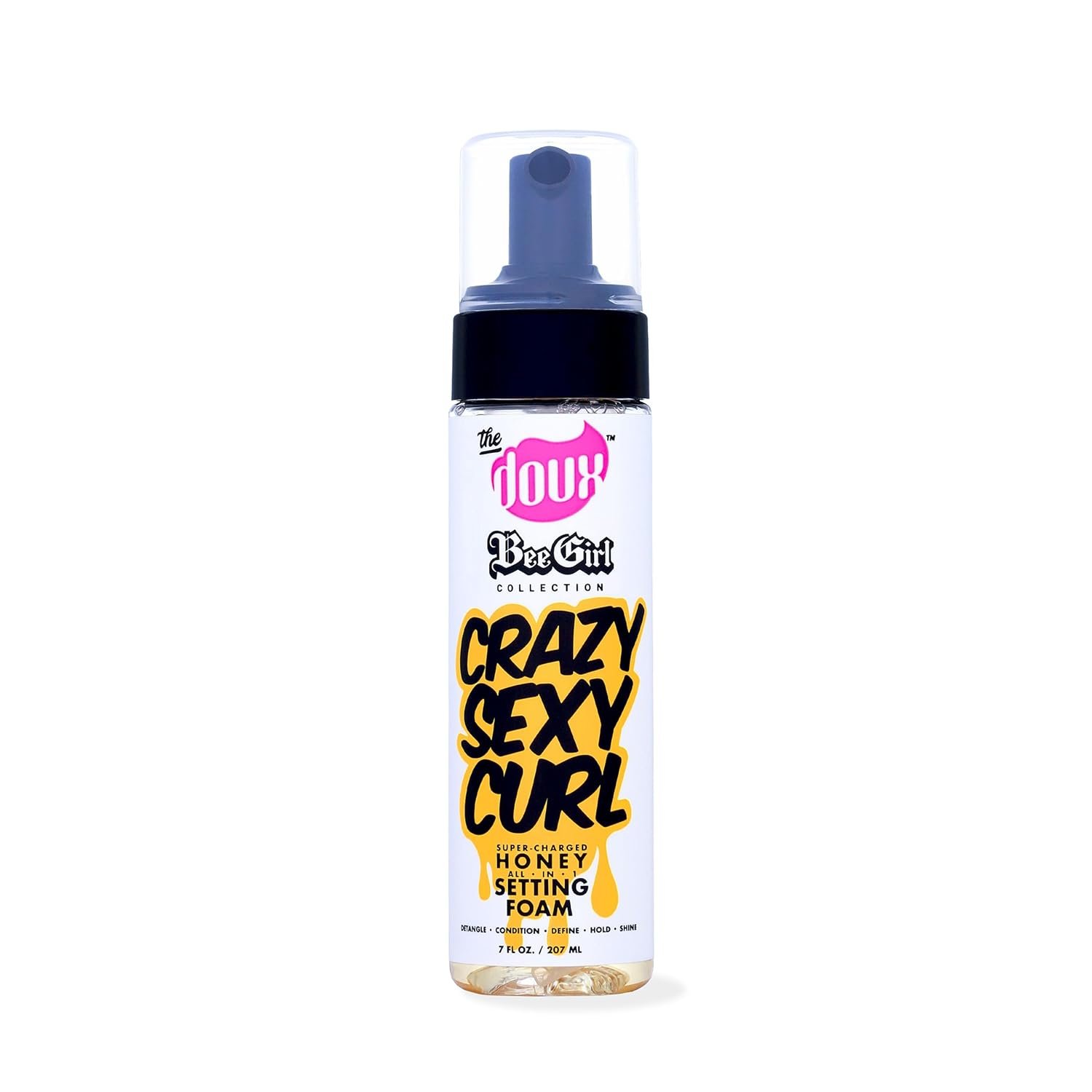 The Doux CRAZYSEXYCURL Honey Setting Foam – Curly Hair Mousse – All-in-One Styler for All Hair Types – 7 oz
