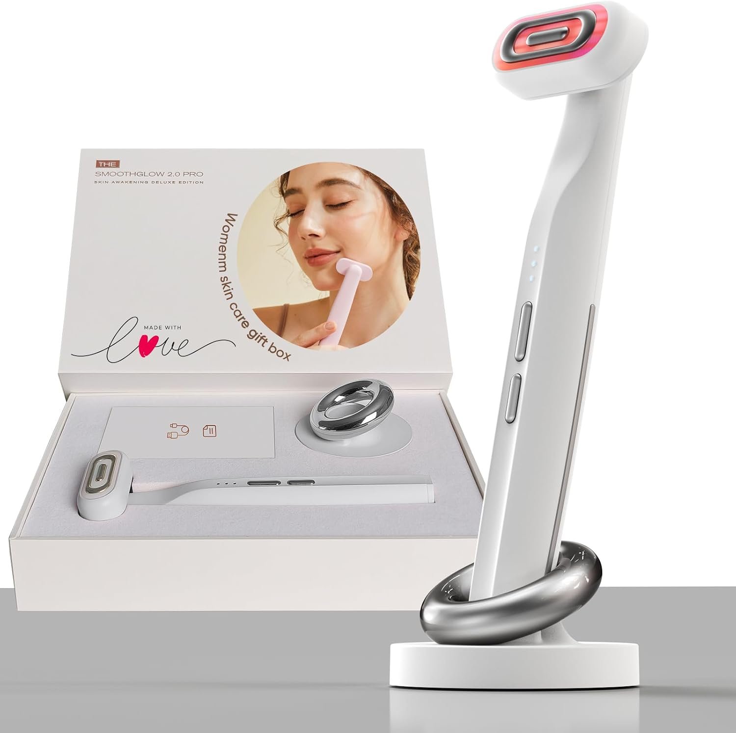 SMOOTHGLOW 2.0 PRO Awakening-4D 9-in-1 Red Light Therapy for Face, Home Radiant Renewal Facial Wand, LED Light Therapy Wand for Face Lift, Firm, Anti-Aging Wrinkle, Rejuvenation, Gift Set for Women