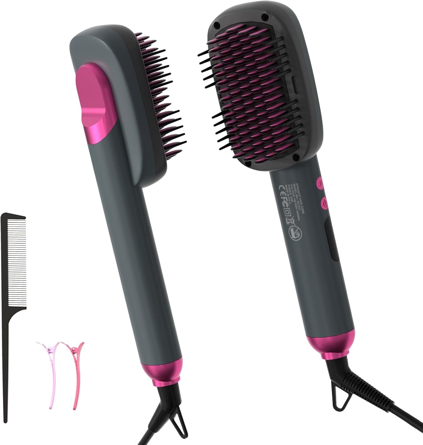 Hair Straightener Brush, 5 Temps Straightening Brush with Negative Ions, Ceramic Hot Comb with 25s Fast Heating, Delivers Results 5-10 times more Effective than Traditional Comb, Valentine’s Day Gifts