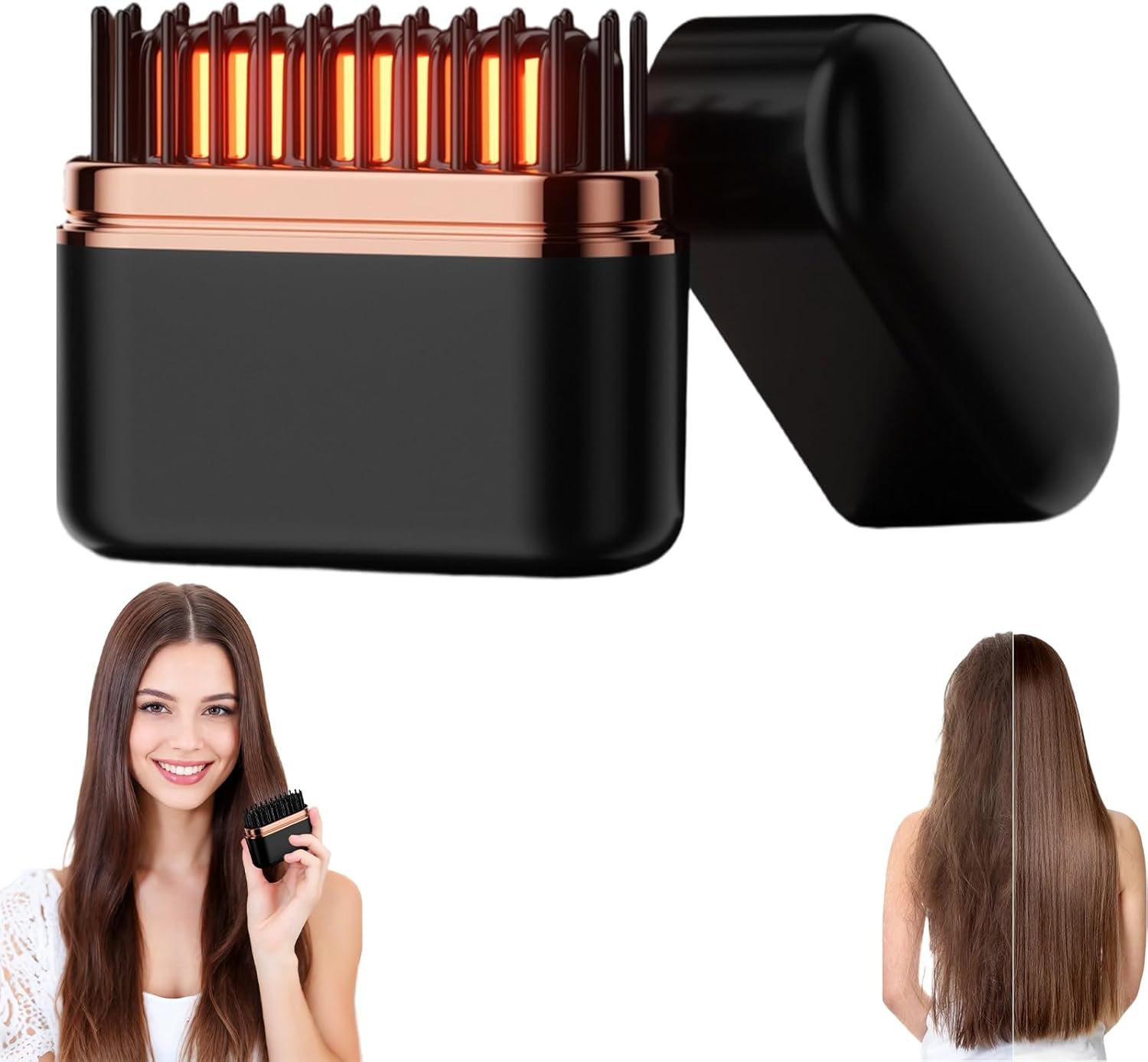 Mini Hair Straightener Brush, 2026 New Cordless Hair Straightener for Women with 3 Heat Settings,Portable Hair Straightener with Fast Heating for Smooth Hair,Ideal for Short & Long Hair, Home & Travel
