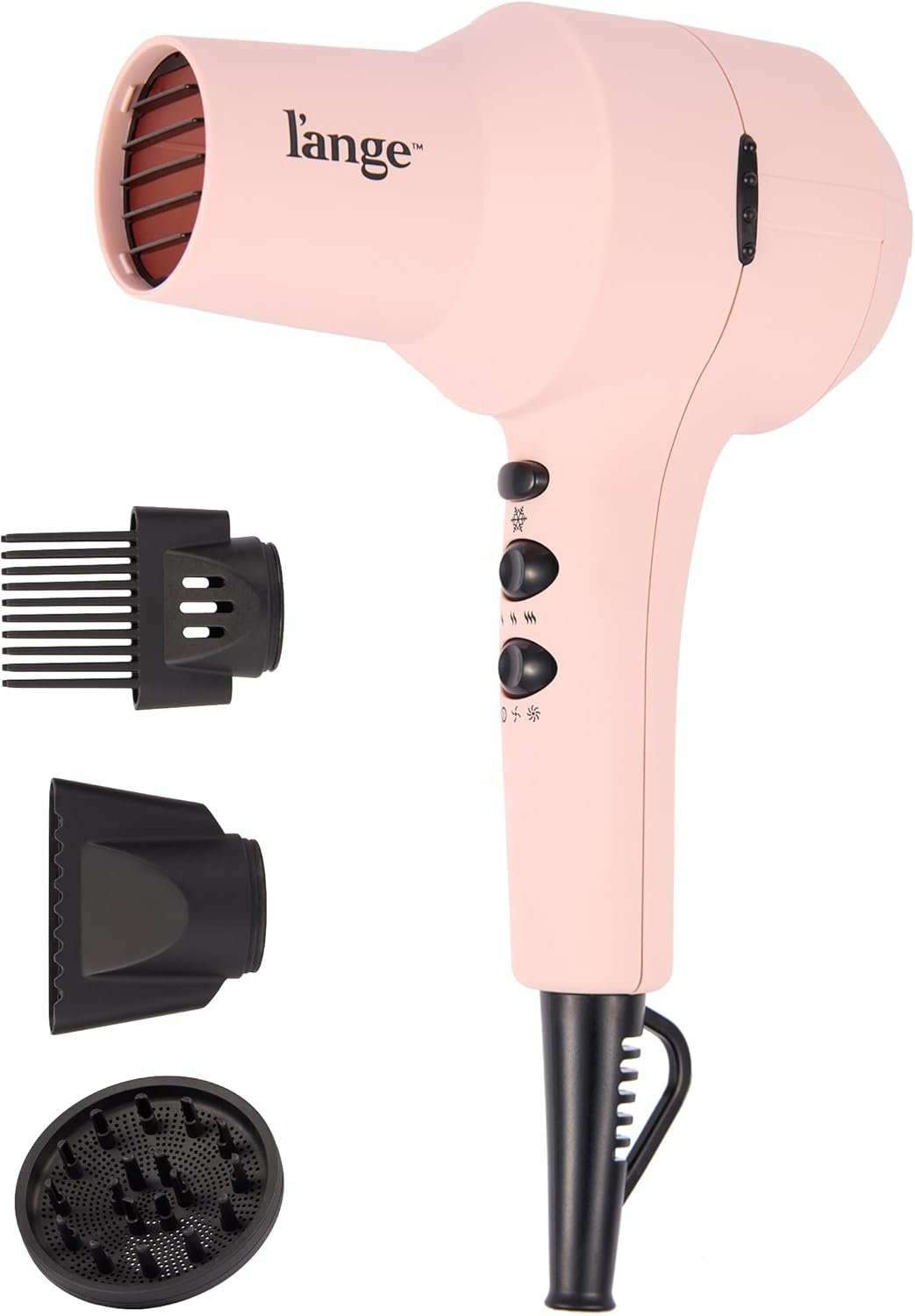 L’ANGE HAIR PowerStyle Turbo Ionic Hair Dryer | 1875 Watt Professional Blow Dryer with Diffuser & Concentrator | Multiple Heat & Speed Settings for Fast Drying | Salon-Grade Styling Tools, Blush