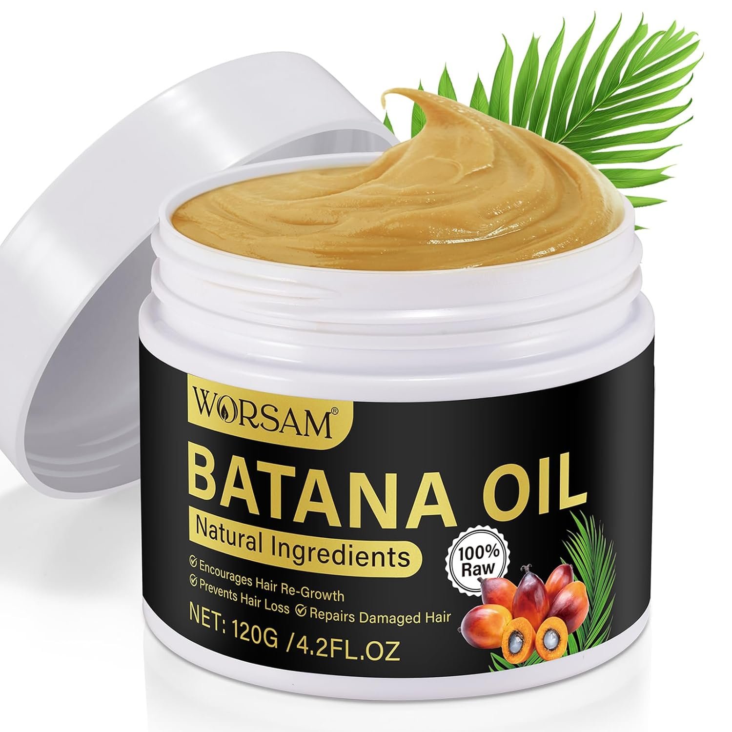 Batana Oil for Hair Growth, 100% Pure – Dr. Sebi Organic Batana Oil from Honduras, Prevent Hair Loss, Eliminates Split Ends for Men & Women 120g