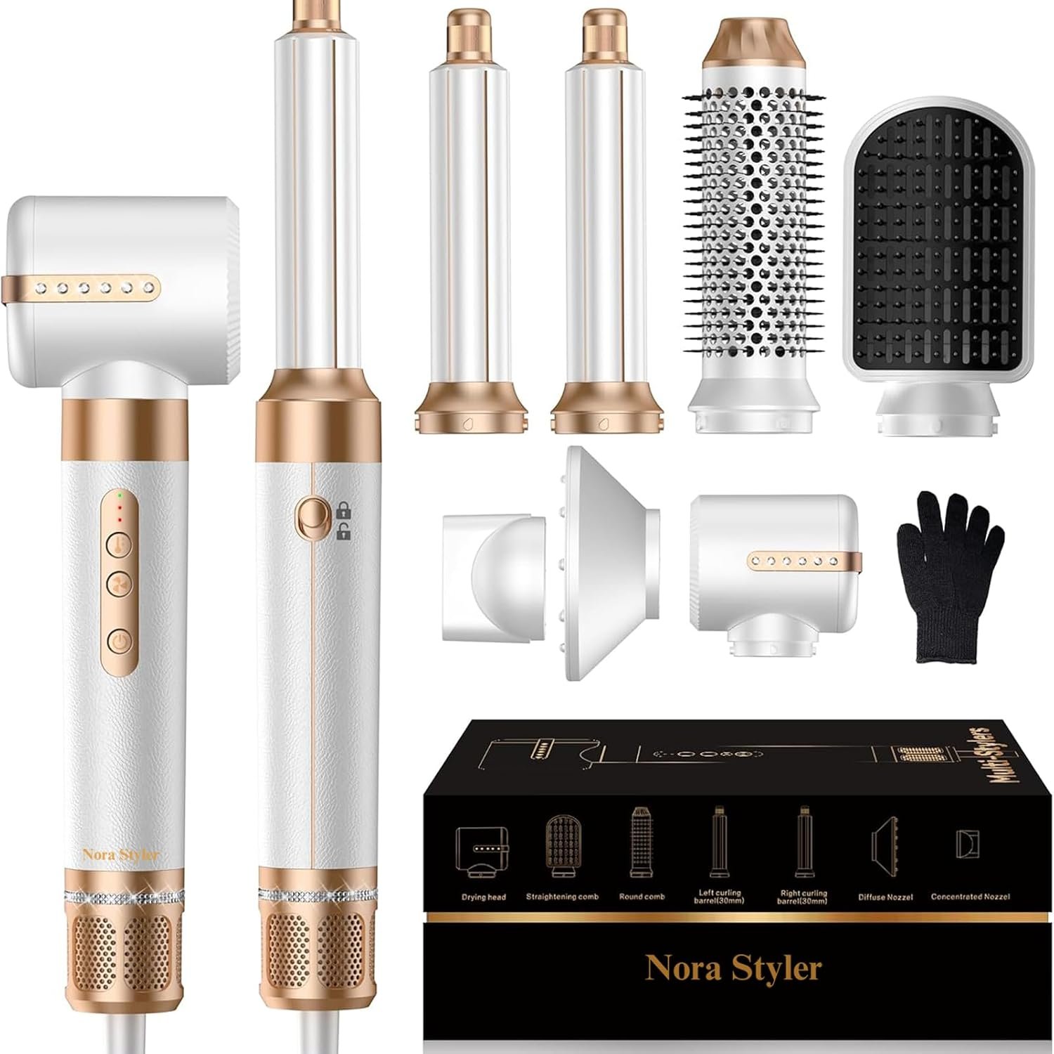 Nora Styler Multi-Styler Pro 7-in-1, Ionic Hot Air Hair Styler for Curling, Straightening, Drying & Volumizing, Professional Hair Styling Tool for All Hair Types