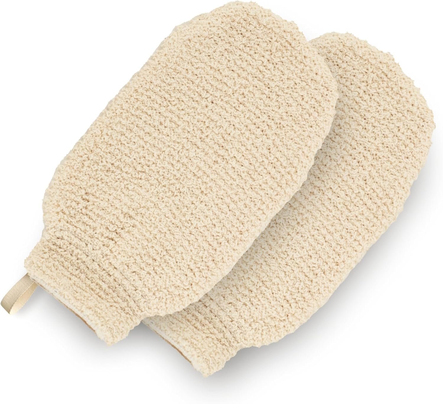 GUARD&MARINE Natural Shower Mitts – Hemp Bath Gloves for Skin Exfoliation, Mitt Washcloth for Body Scrub and Cleansing – Soft Loofah for Men and Women – Set of 2 Wash Mittens