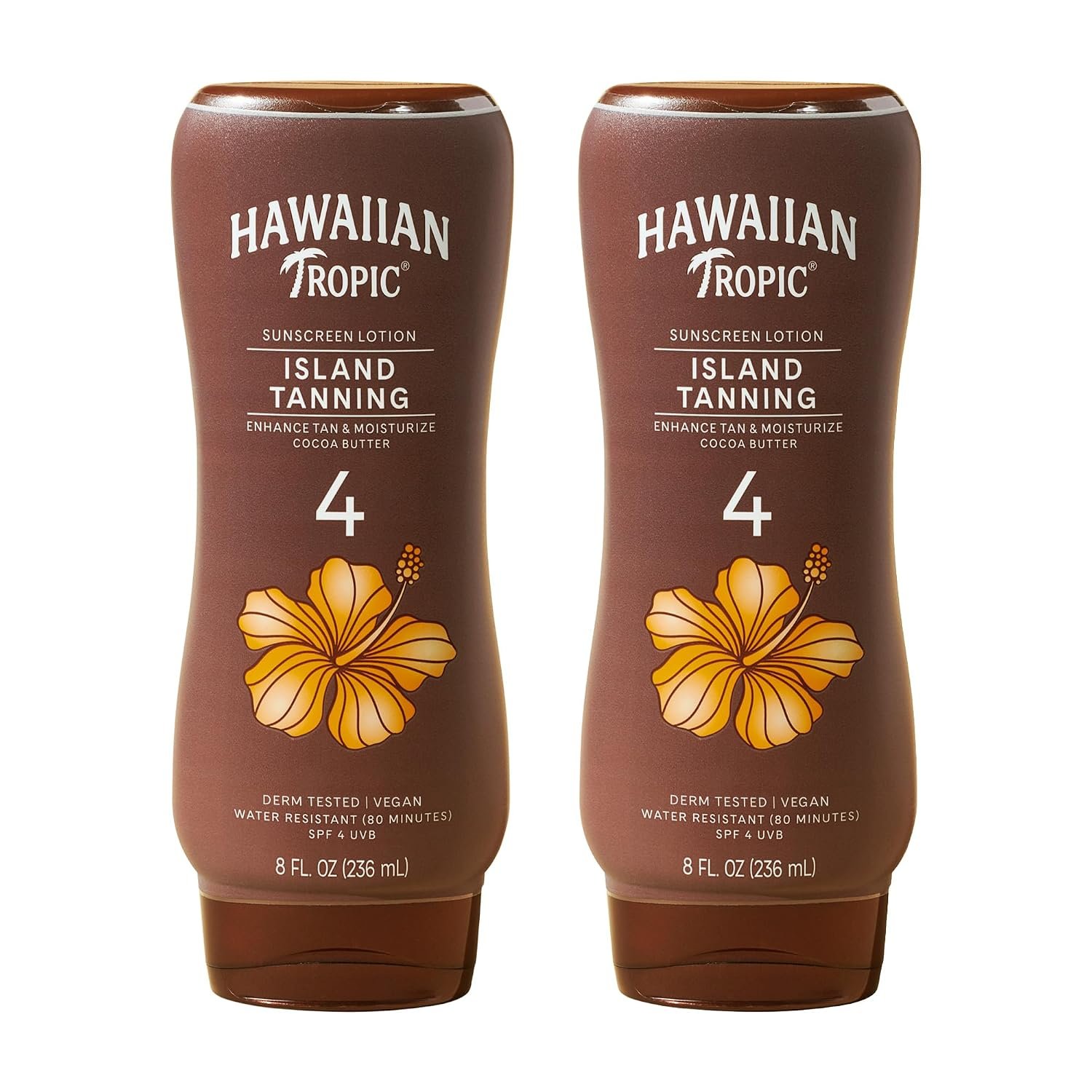 Hawaiian Tropic Island Tanning Lotion, SPF 4, Twin Pack