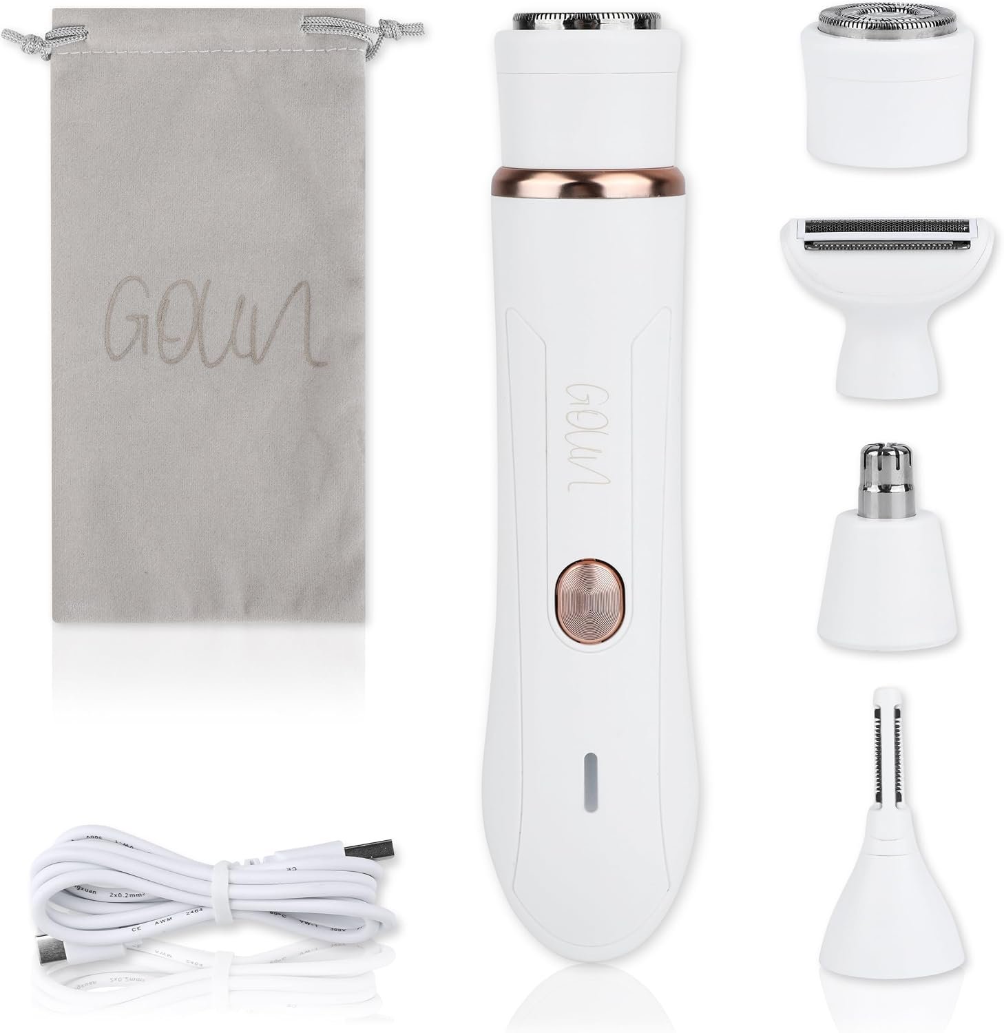 4-in-1 Facial Hair Removal for Women, Electric Painless Shaver, USB Rechargeable, Lip Chin Cheek Trimmer