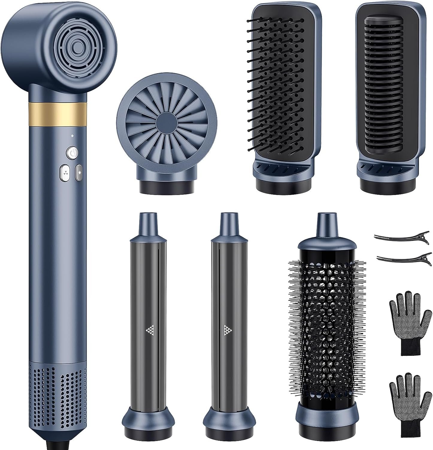 6-in-1 Hot Air Styler & Blow Dryer Brush, Ionic Hair Dryer Volumizer, Frizz Control, Multi-Function with Interchangeable Attachments for Curling, Sleeking & Fast Drying, Ideal Gift for Women