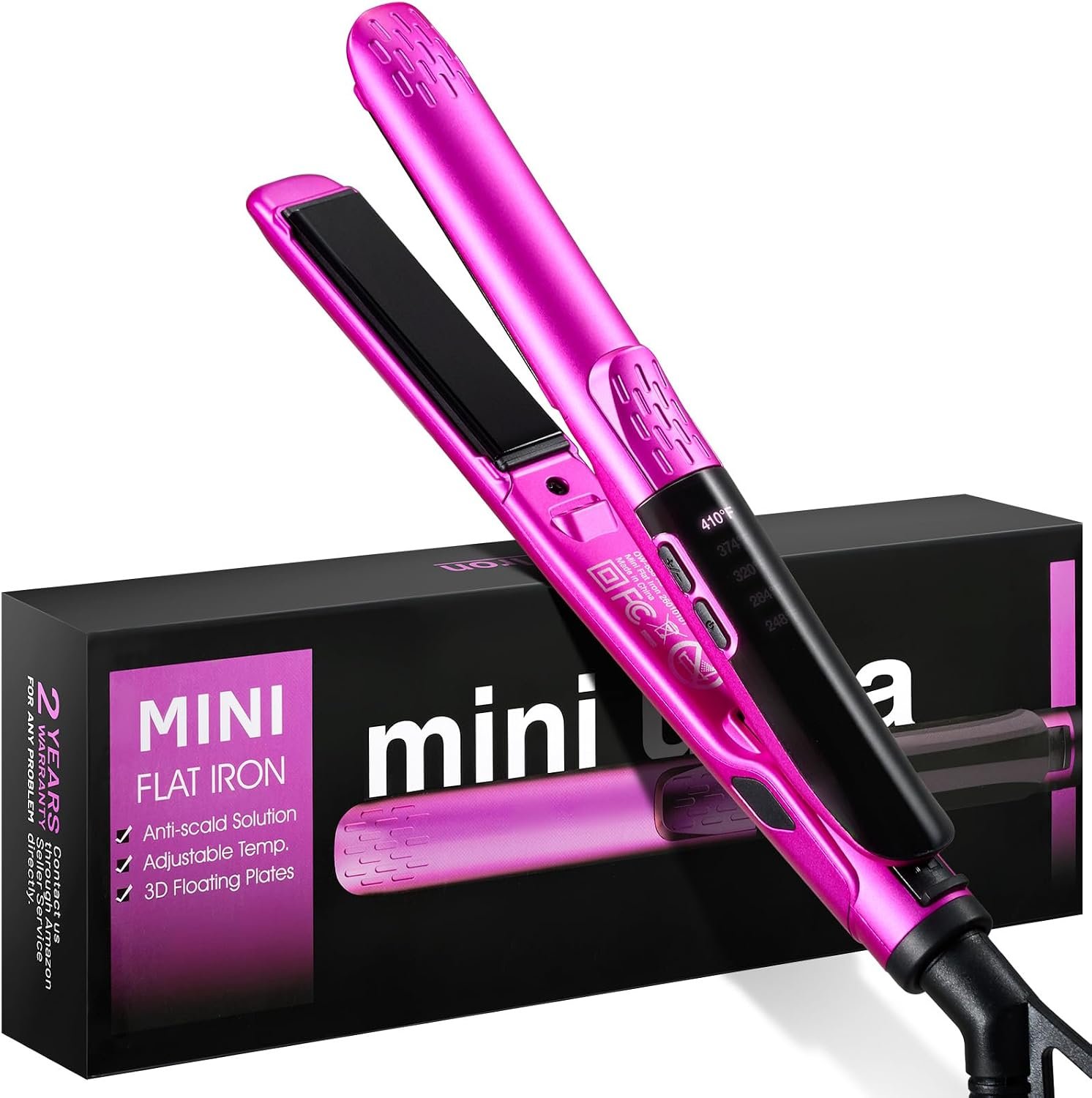 ORYNNE Mini Flat Iron 1/2 Inch with 5 Adjustable Temps for Short Hair | Ceramic Small Hair Straightener for Short Hair, Bangs, Beard, Pixie, Edge – Dual Voltage Travel Curling Iron, Auto-Off