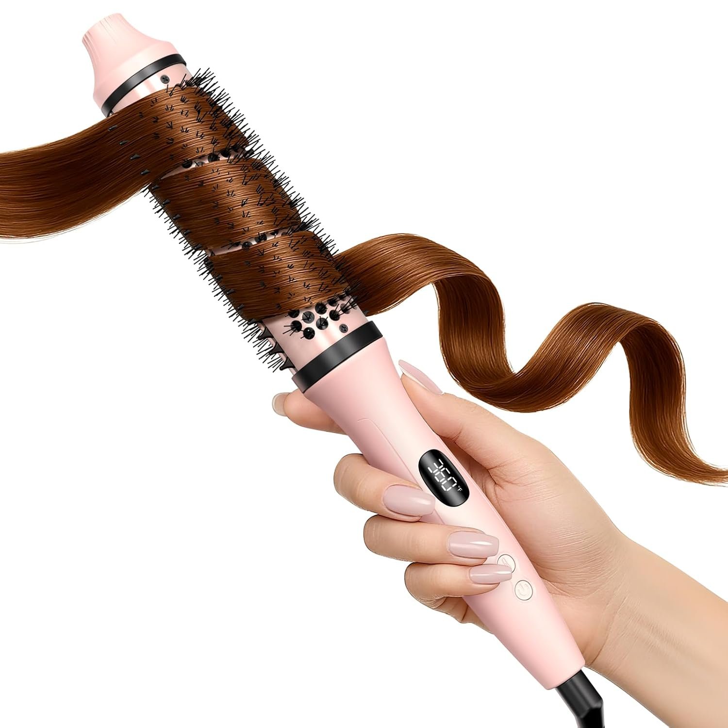 Bopcal Dual Voltage Thermal Brush, 1.5″ Heated Round Brush for Smooth Blowout Look, Hot Brush for Volume, Soft Curls & Polished Ends, Negative Ions, 6 Heat Settings, Auto Shut-Off