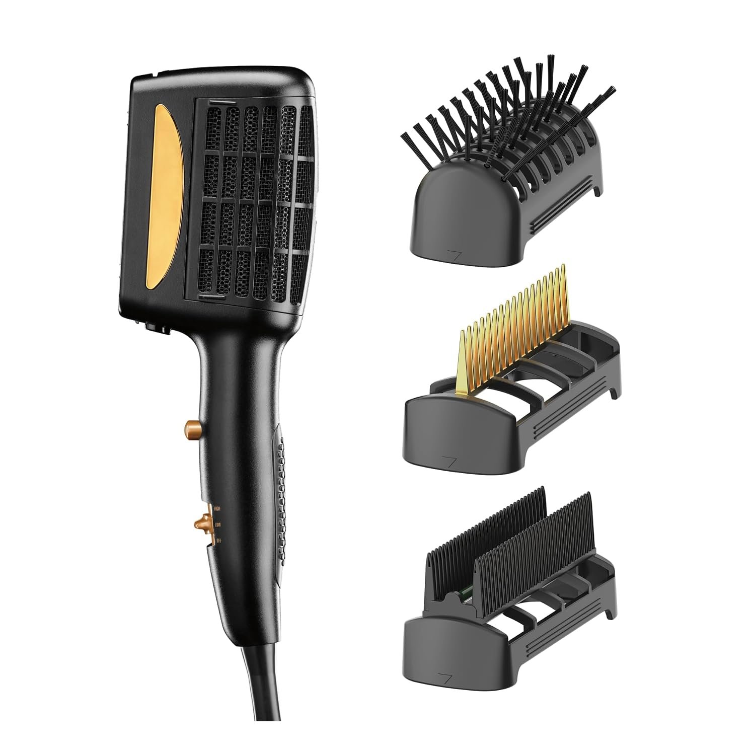 INFINITIPRO BY CONAIR 3-in-1 Styling Hair Dryer, 1875W Hair Dryer and 3 Attachments | Dry and style in one step for thick and curly hair, Black, SD11GNX