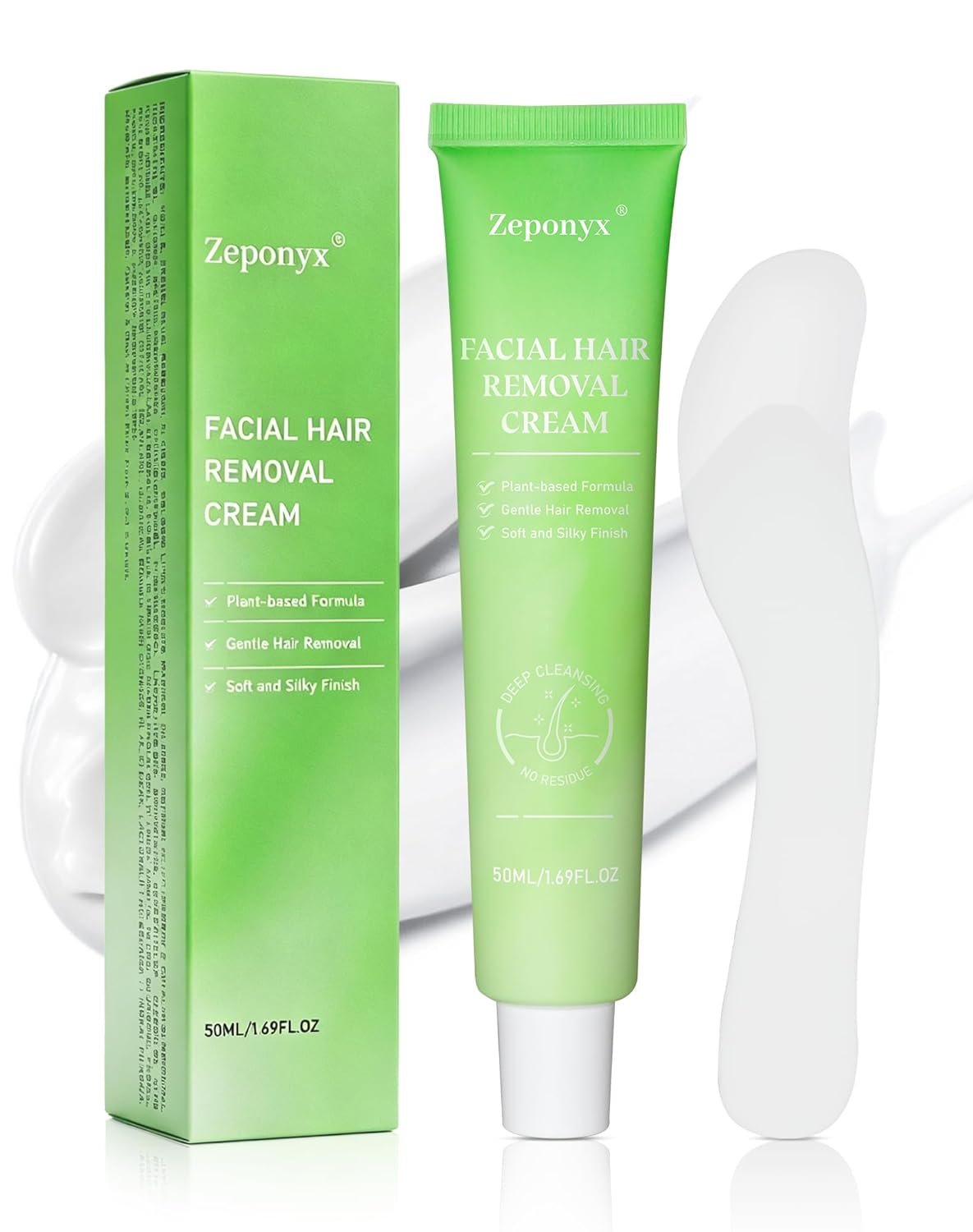 Facial Hair Removal Cream for Women – Gentle & Painless Hair Remover for Upper Lip Chin & Sideburns, 5-Minute Quick Depilatory Cream for Sensitive Skin Effective at-Home, 1.69 FlOz