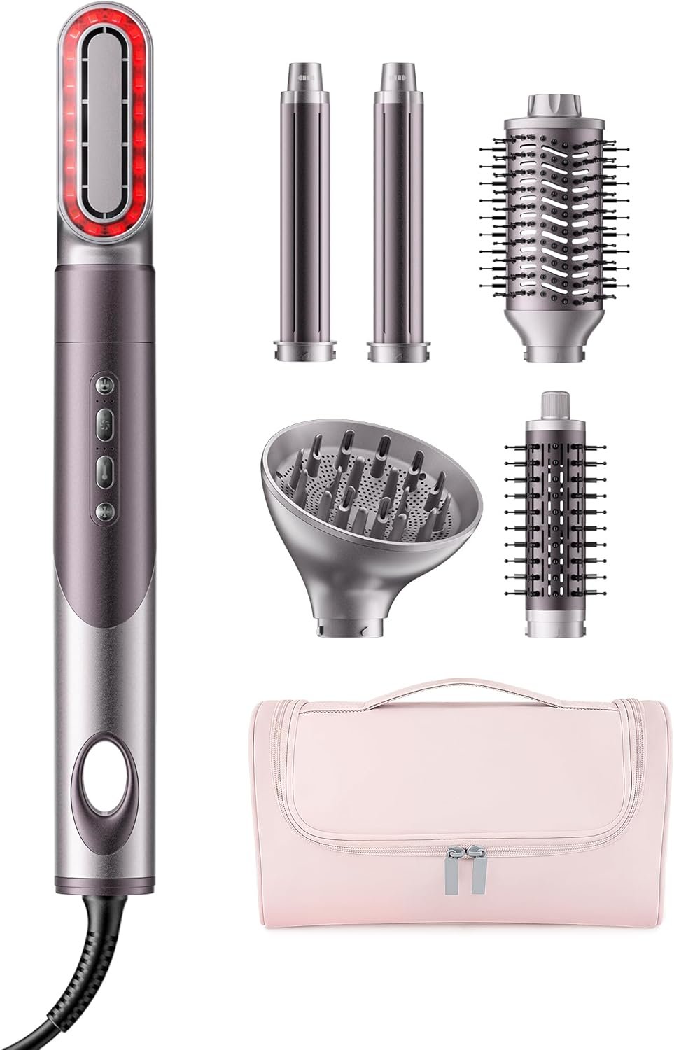 MESCOMB Infrared 6 in 1 Hot Air Styler Wrap – Dual Voltage Hair Dryer| Fast Drying & No Heat Damage, Professional Multi-Styler for Curling, Volumizing & Smooth Straightening (110V-240V)