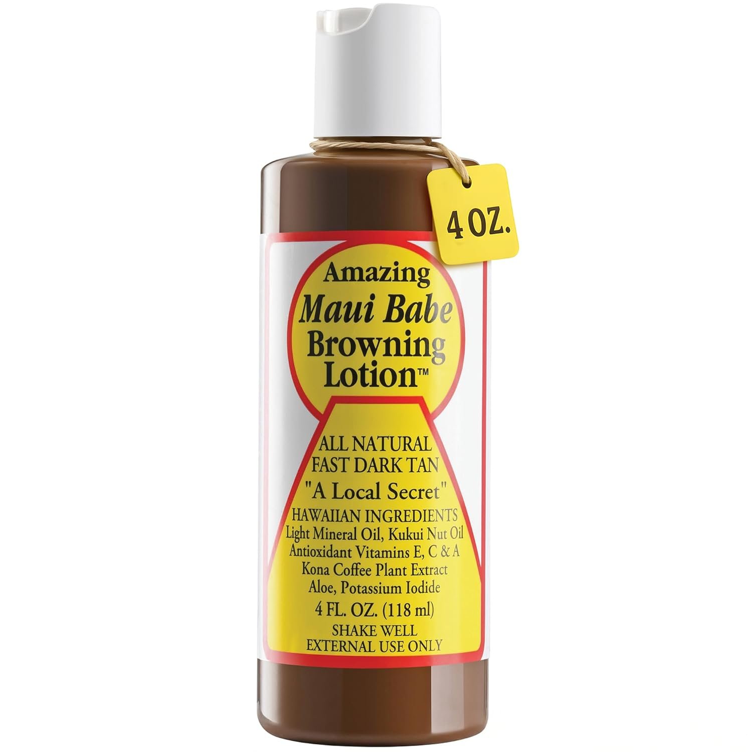 Maui Babe Browning Lotion – Natural Hawaiian Tan Accelerator with Vitamins & Antioxidants – Moisturizing Formula for All Skin Types – Made in USA – 4 fl oz