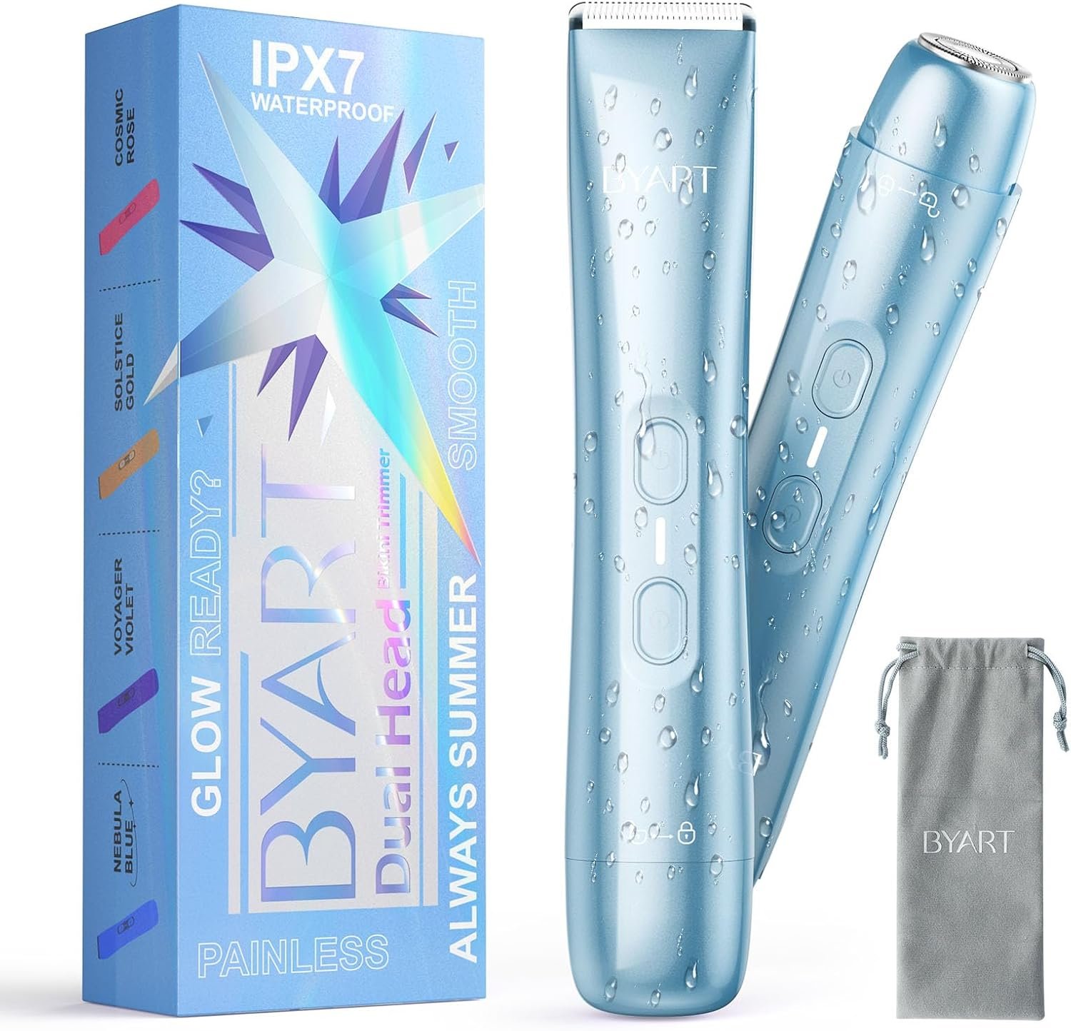 BYART Dual Head Bikini Trimmer for Women – Rechargeable Electric Shaver, 5-Min Fast Charge for Travel, Portable Facial Hair Removal for Ladies, Dermaplane Razor for Women, Birthday Gifts for Women